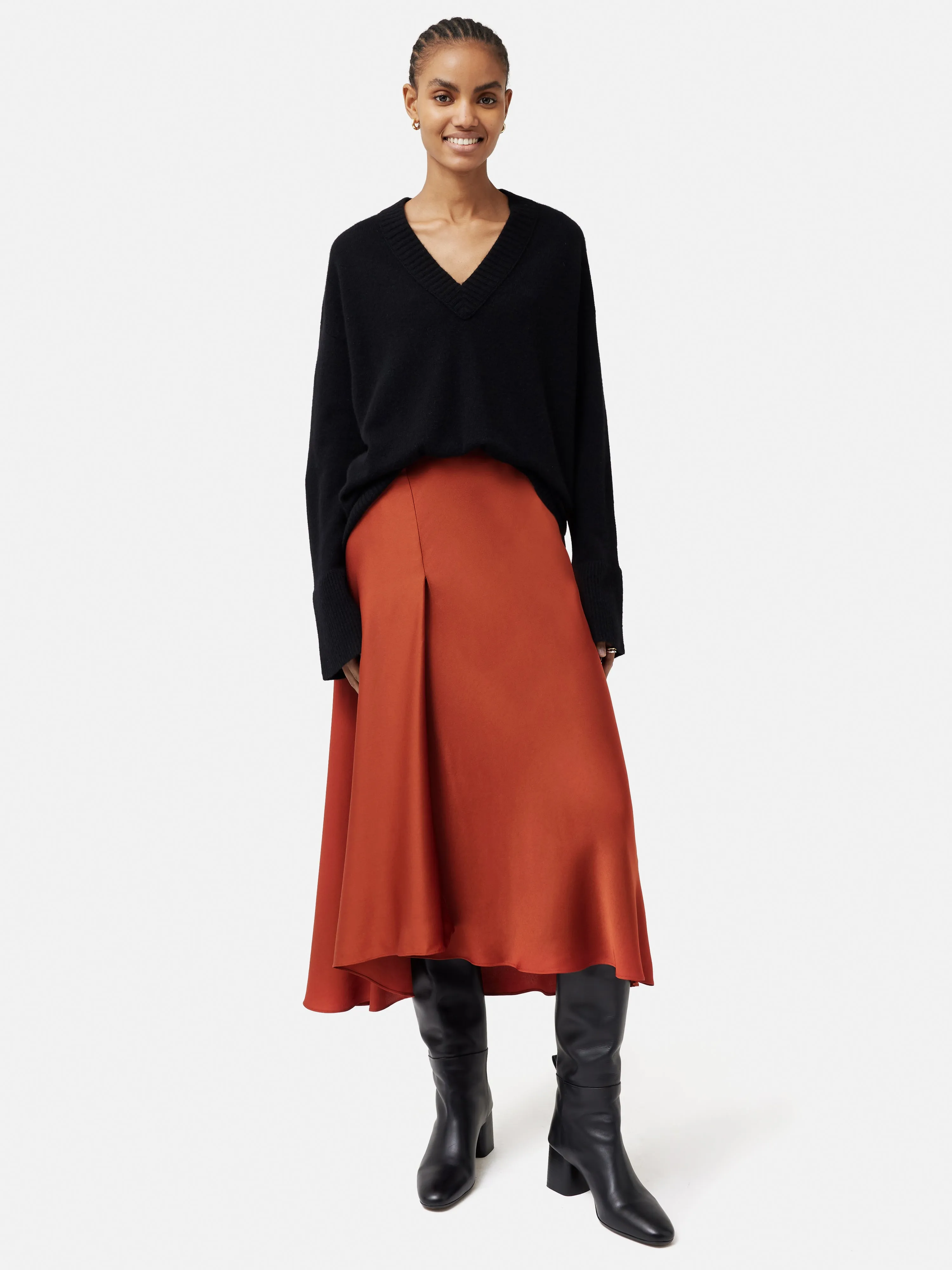 Satin Bias Asymmetric Skirt | Orange sold by Jigsaw product image thumbnail 5