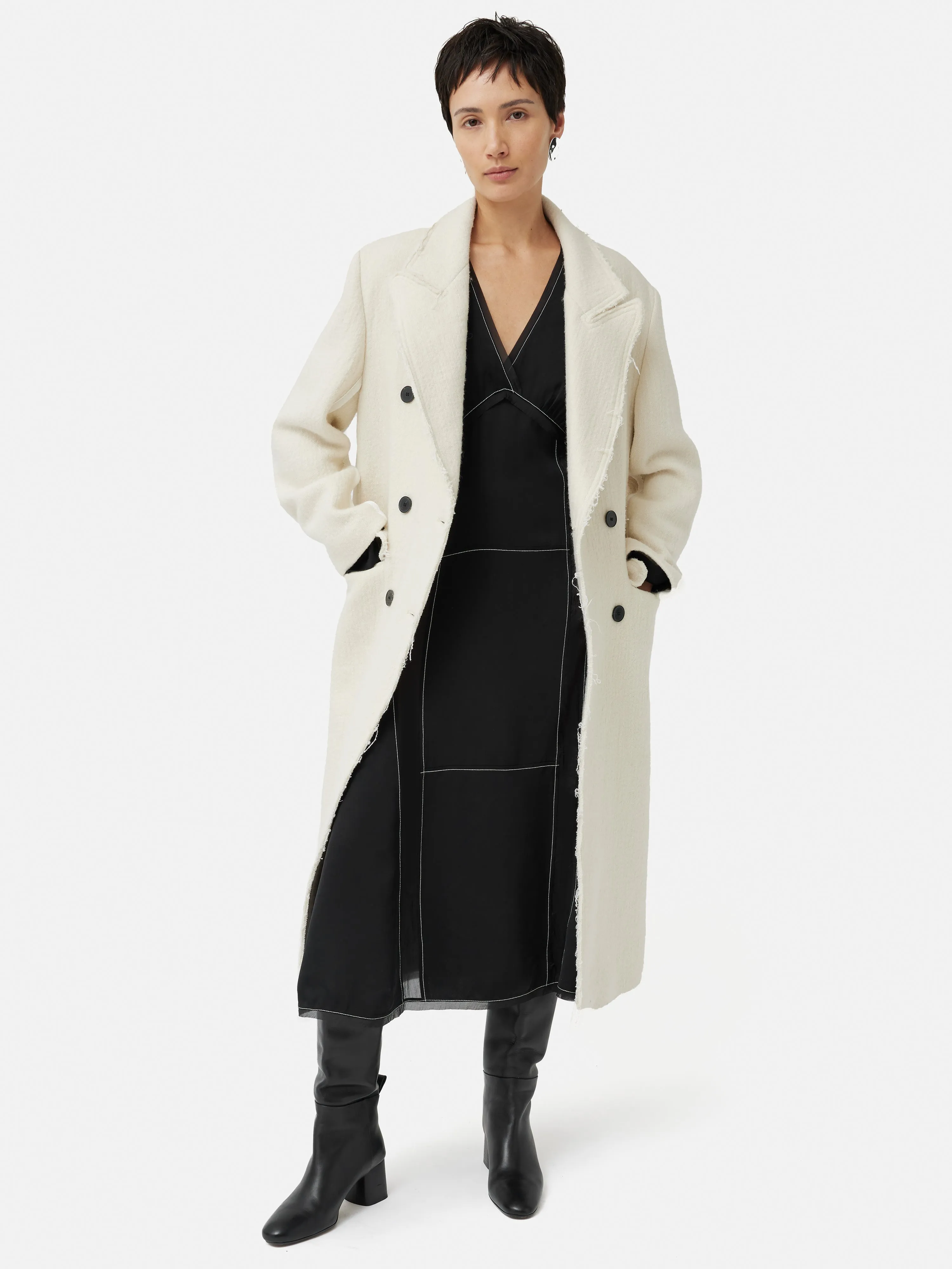 Contrast Stitch Viscose Dress | Black sold by Jigsaw product image thumbnail 5