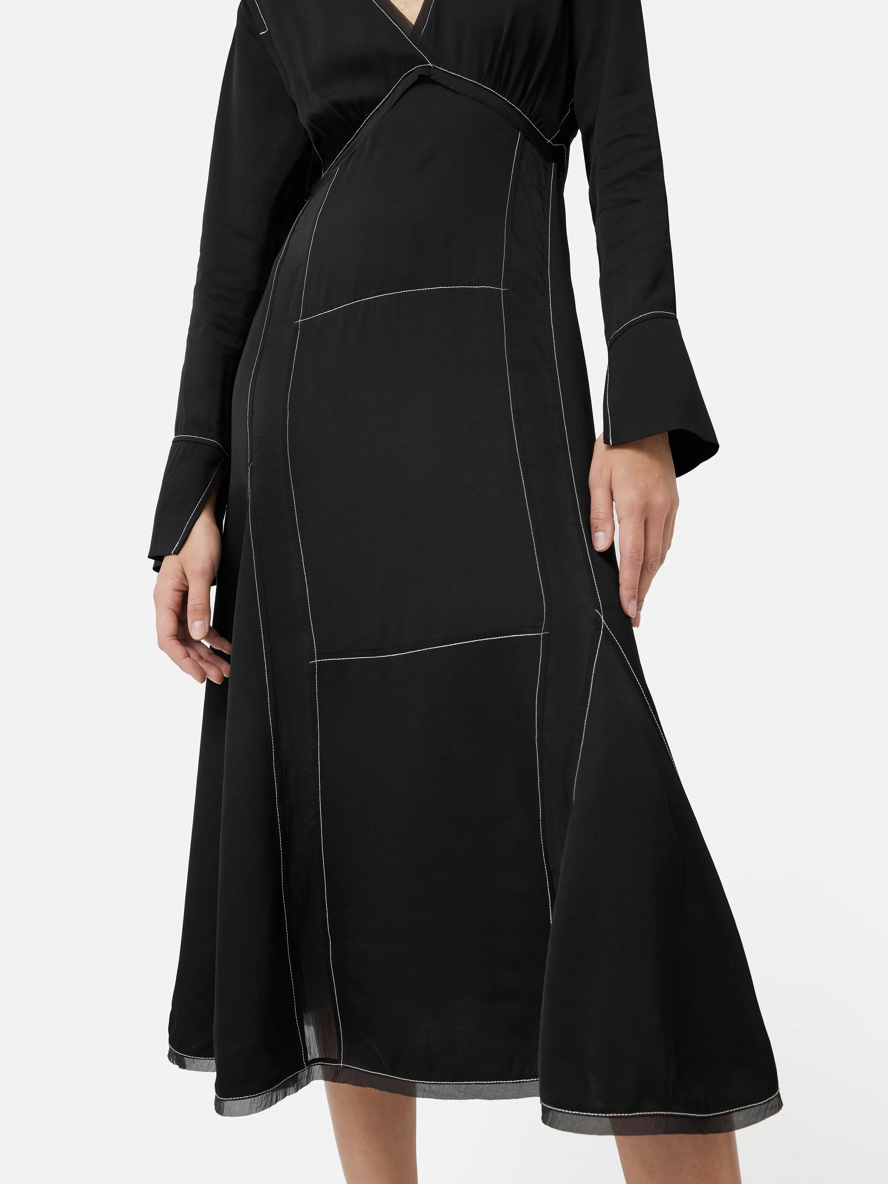 Contrast Stitch Viscose Dress | Black sold by Jigsaw product image thumbnail 3