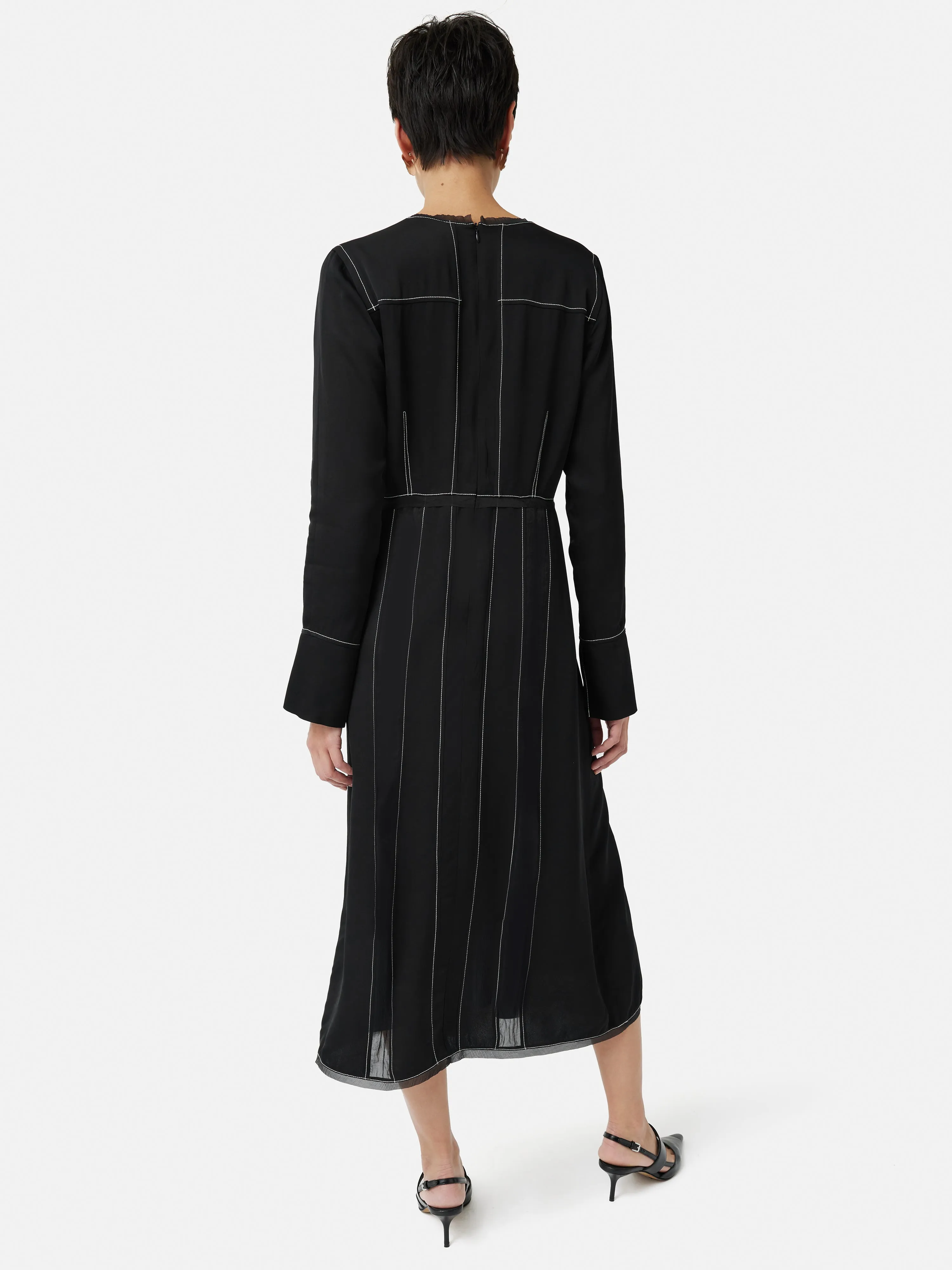 Contrast Stitch Viscose Dress | Black sold by Jigsaw product image thumbnail 4