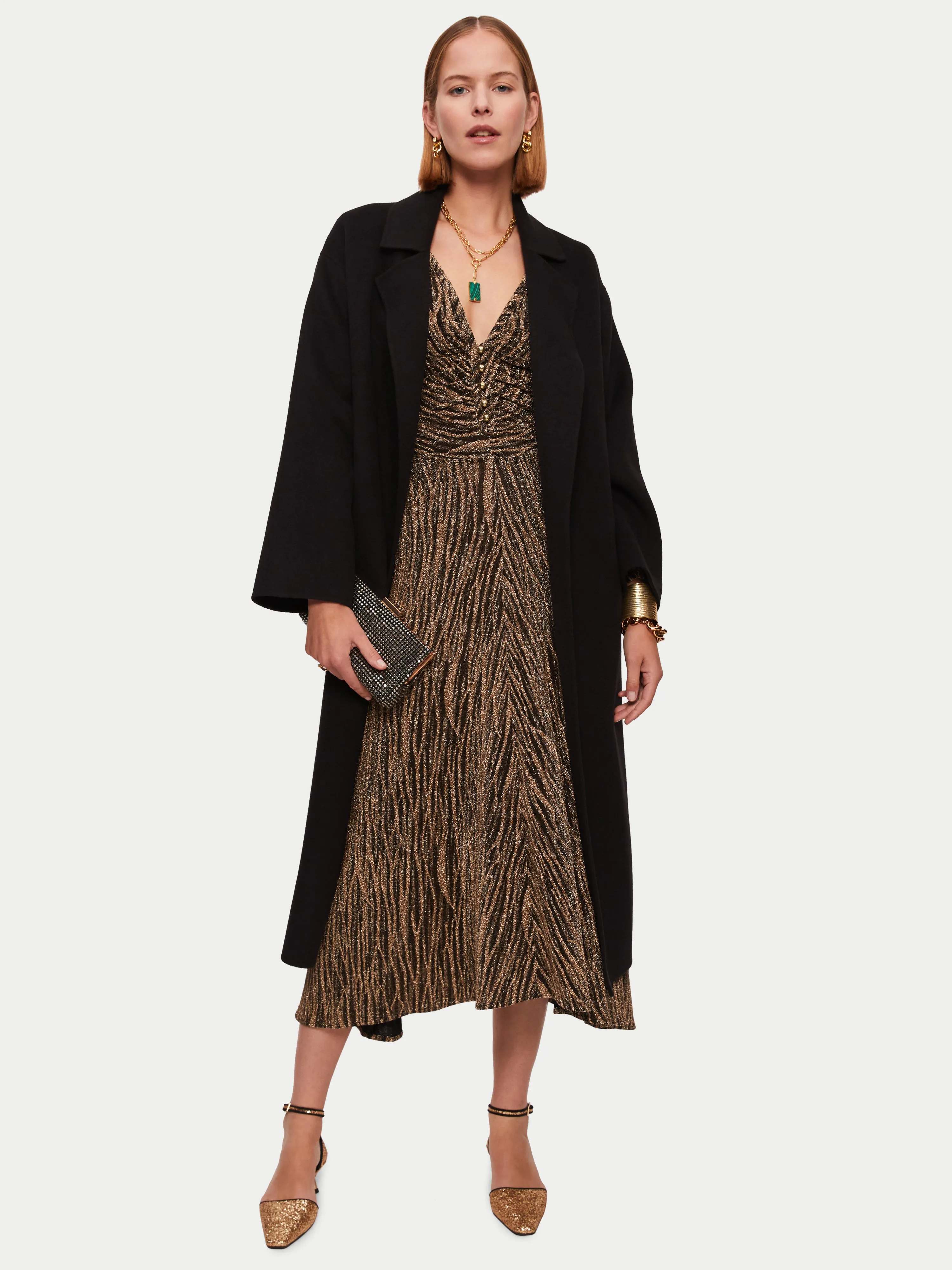 Sparkle Jersey Ruched Dress | Gold sold by Jigsaw product image thumbnail 3