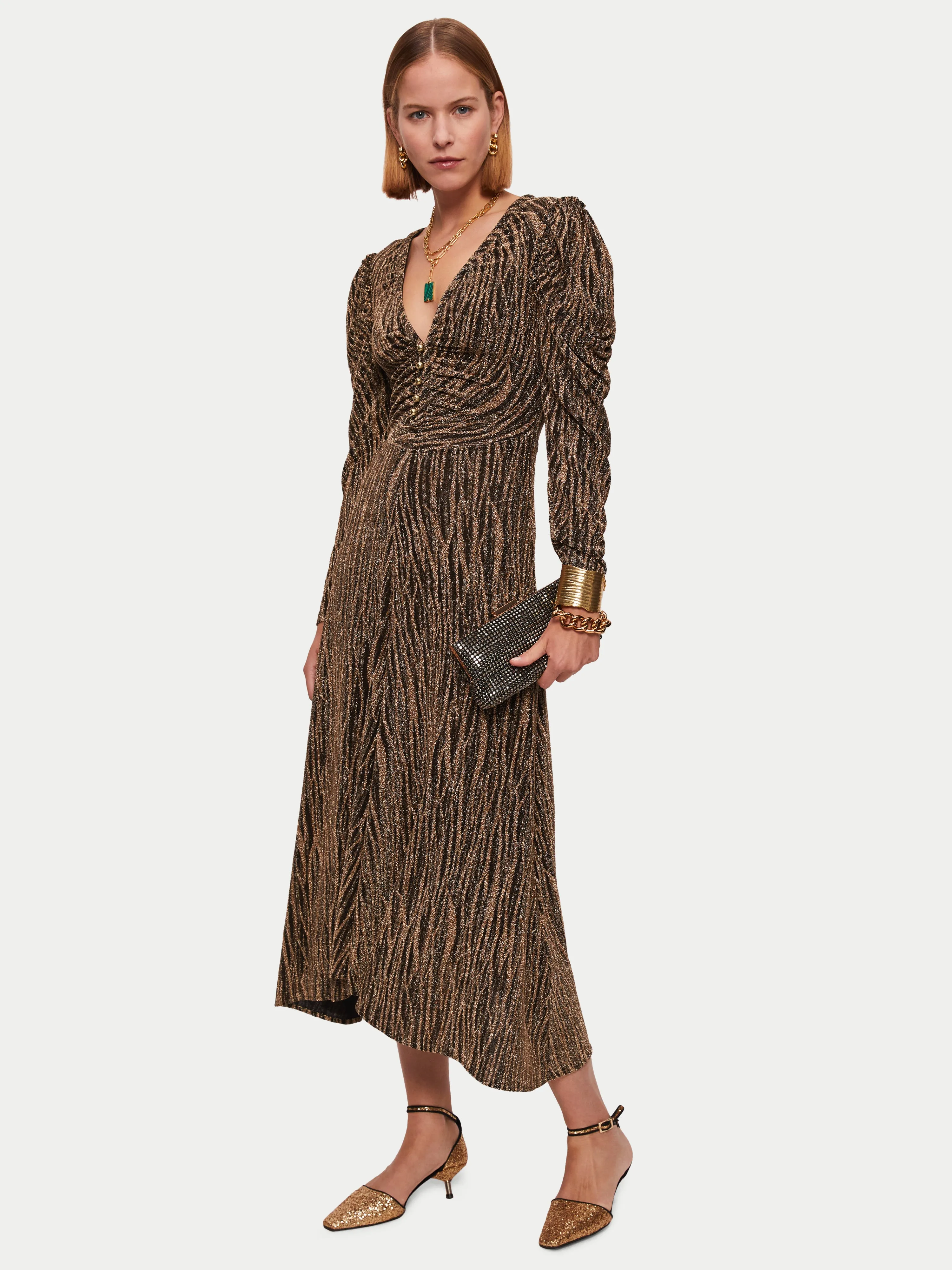 Sparkle Jersey Ruched Dress | Gold sold by Jigsaw product image thumbnail 4