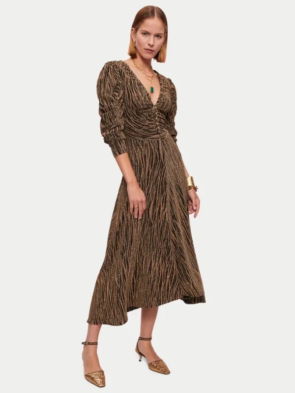 Sparkle Jersey Ruched Dress | Gold sold by Jigsaw