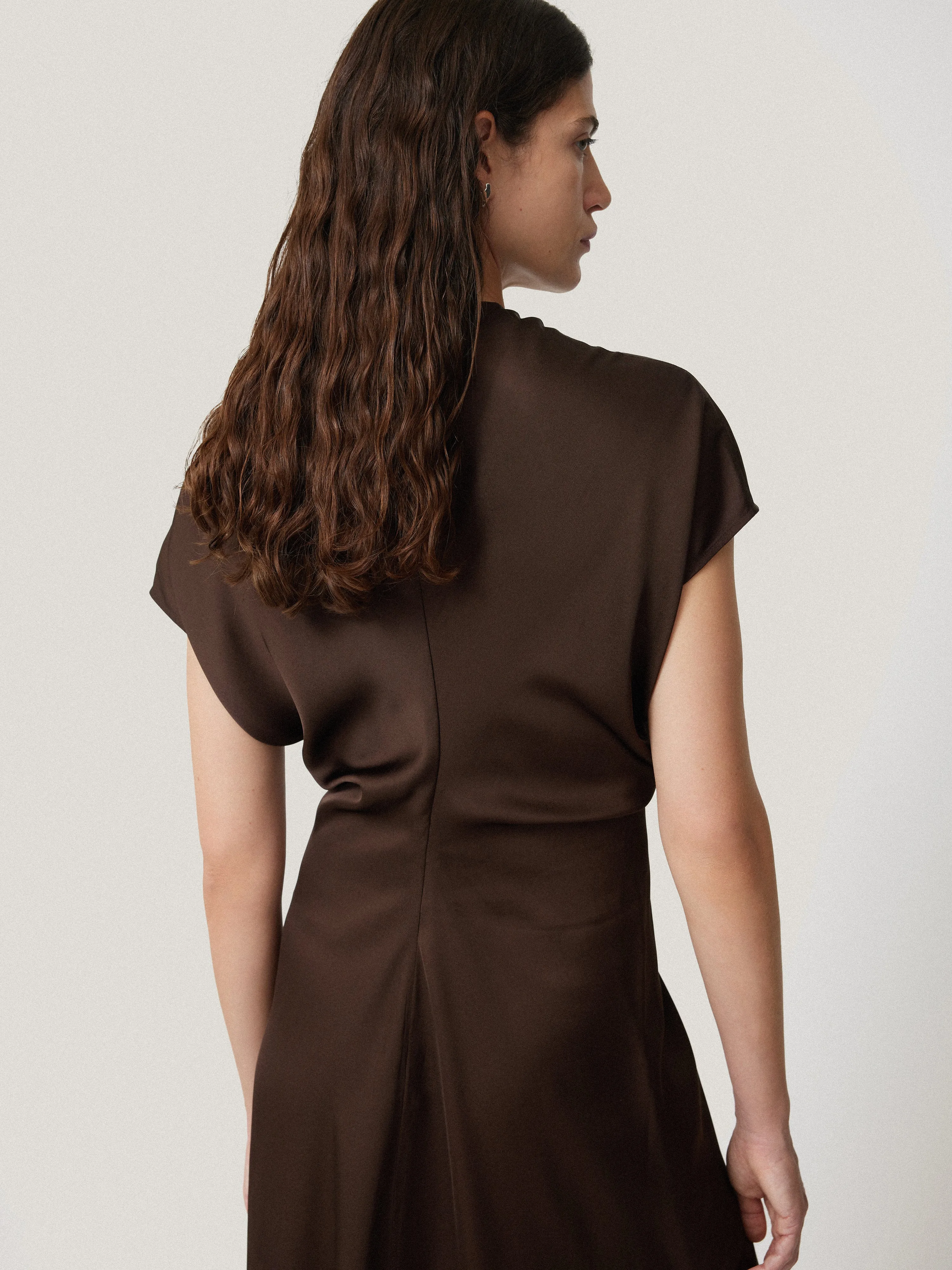 Satin Crepe Midi Dress | Brown sold by Jigsaw product image thumbnail 3