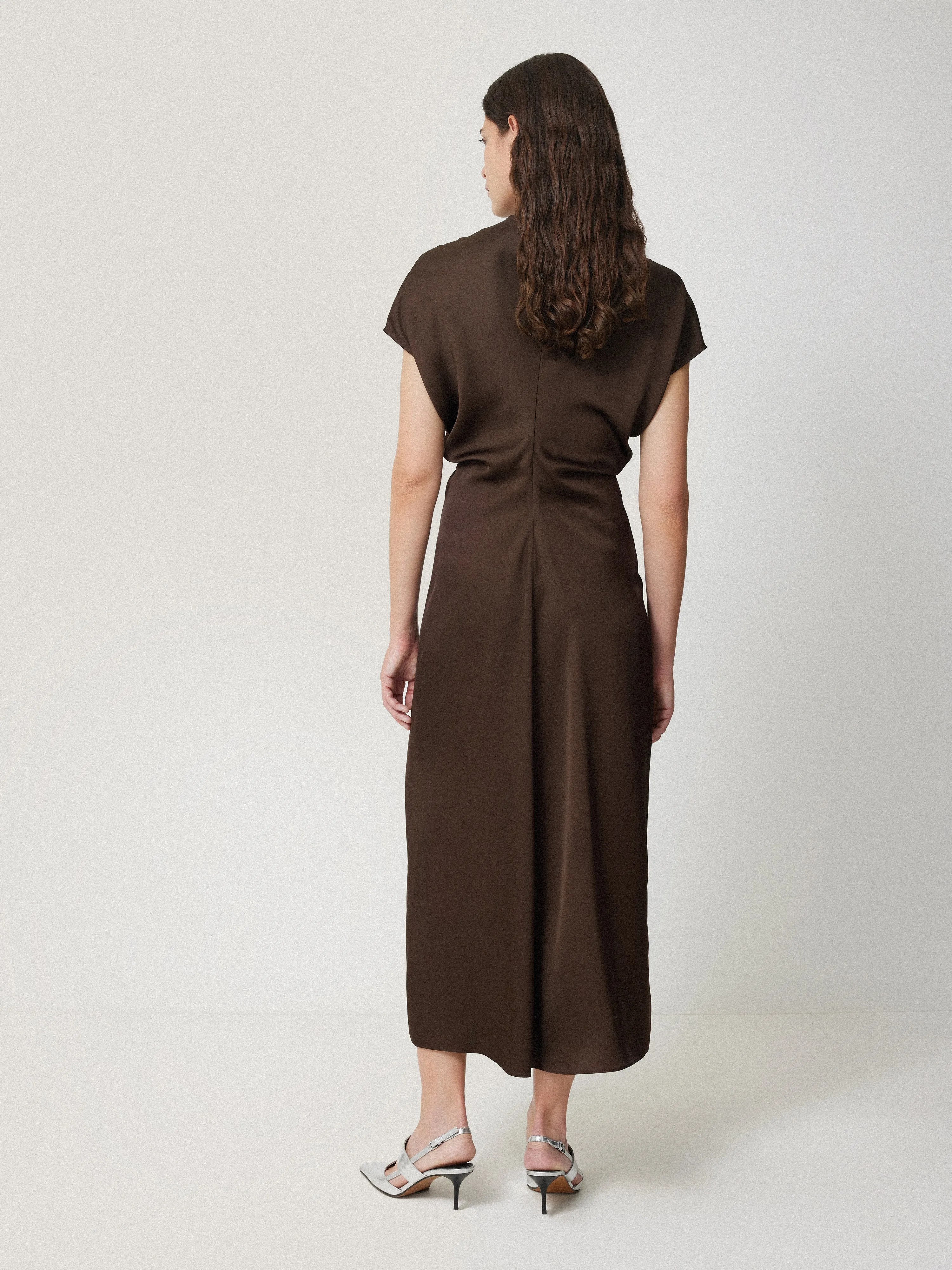 Satin Crepe Midi Dress | Brown sold by Jigsaw product image thumbnail 4