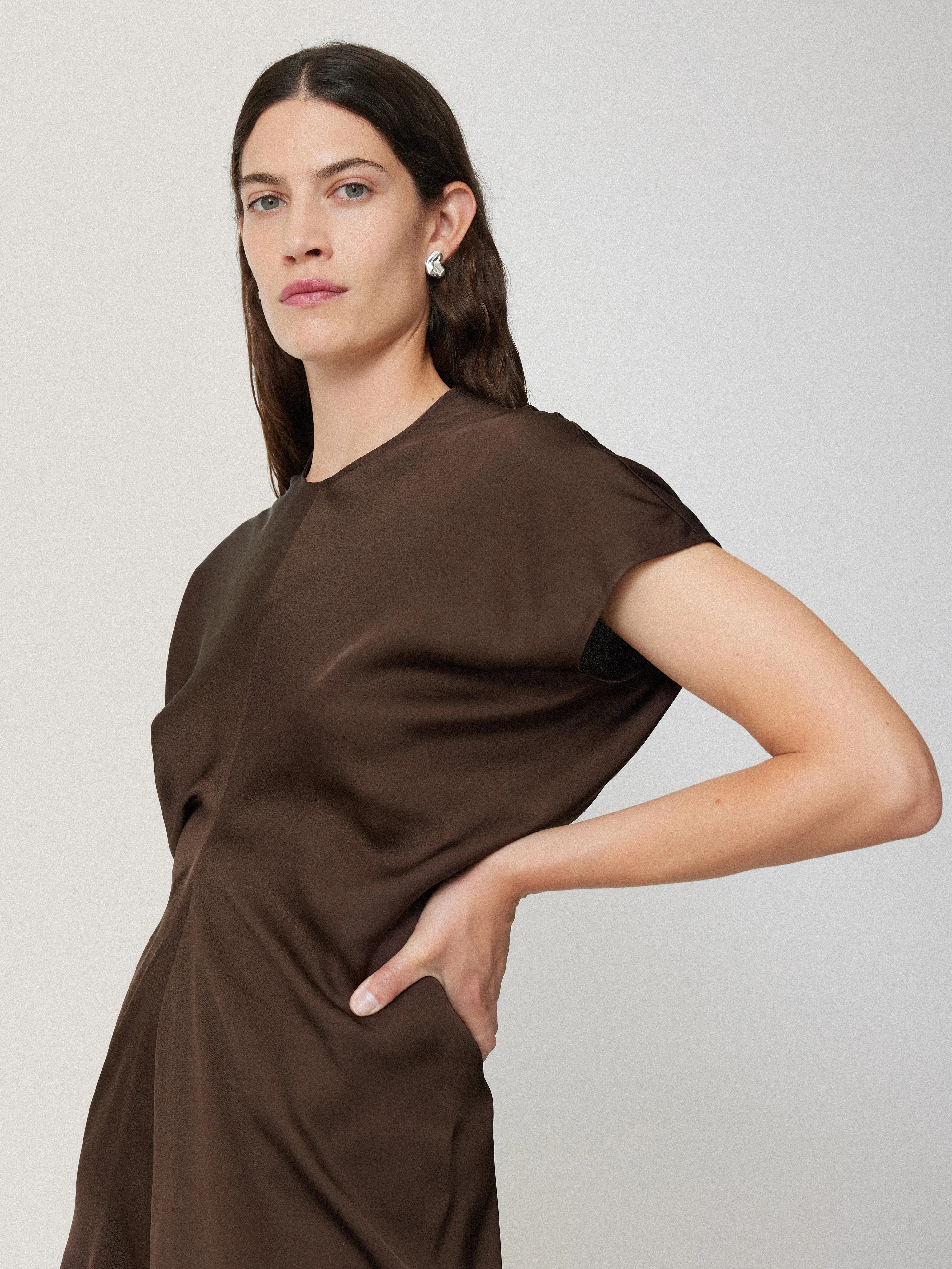 Satin Crepe Midi Dress | Brown sold by Jigsaw product image thumbnail 2