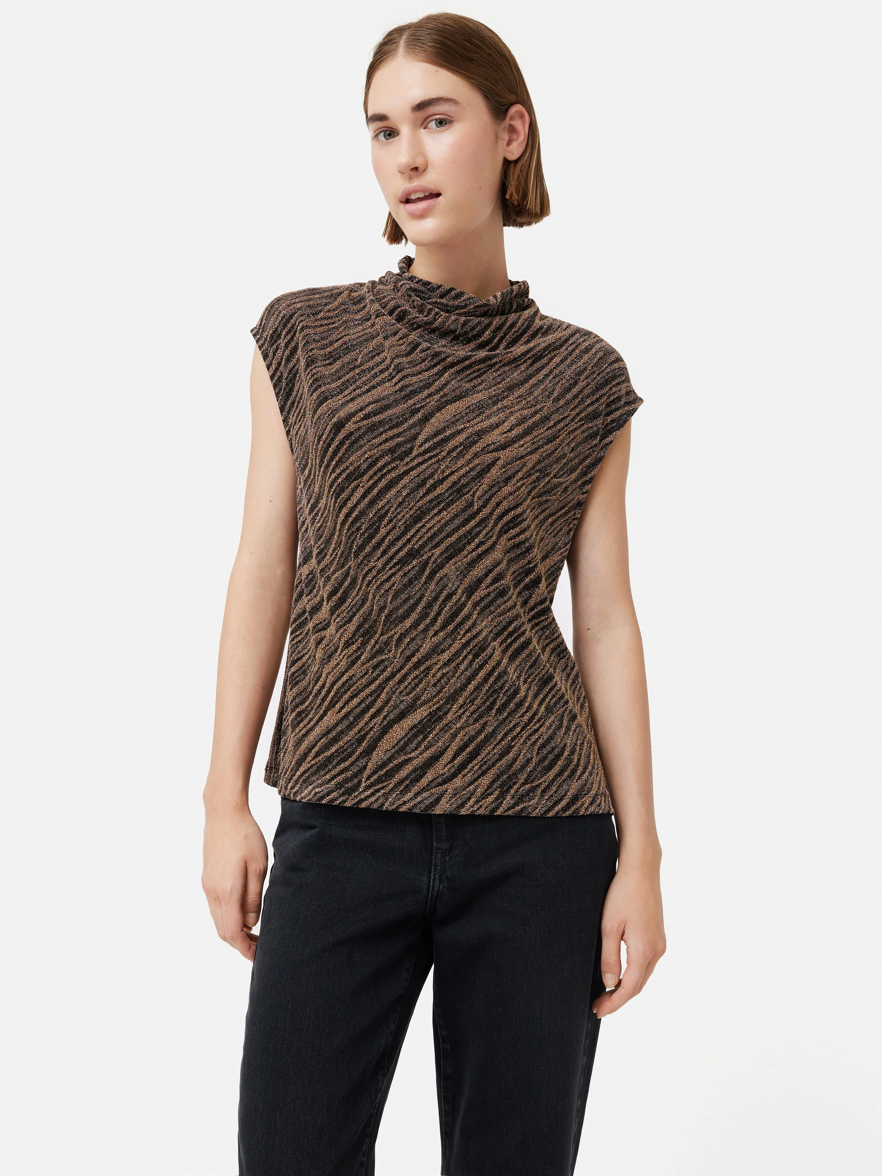 Sparkle Jersey Cowl Top | Gold sold by Jigsaw