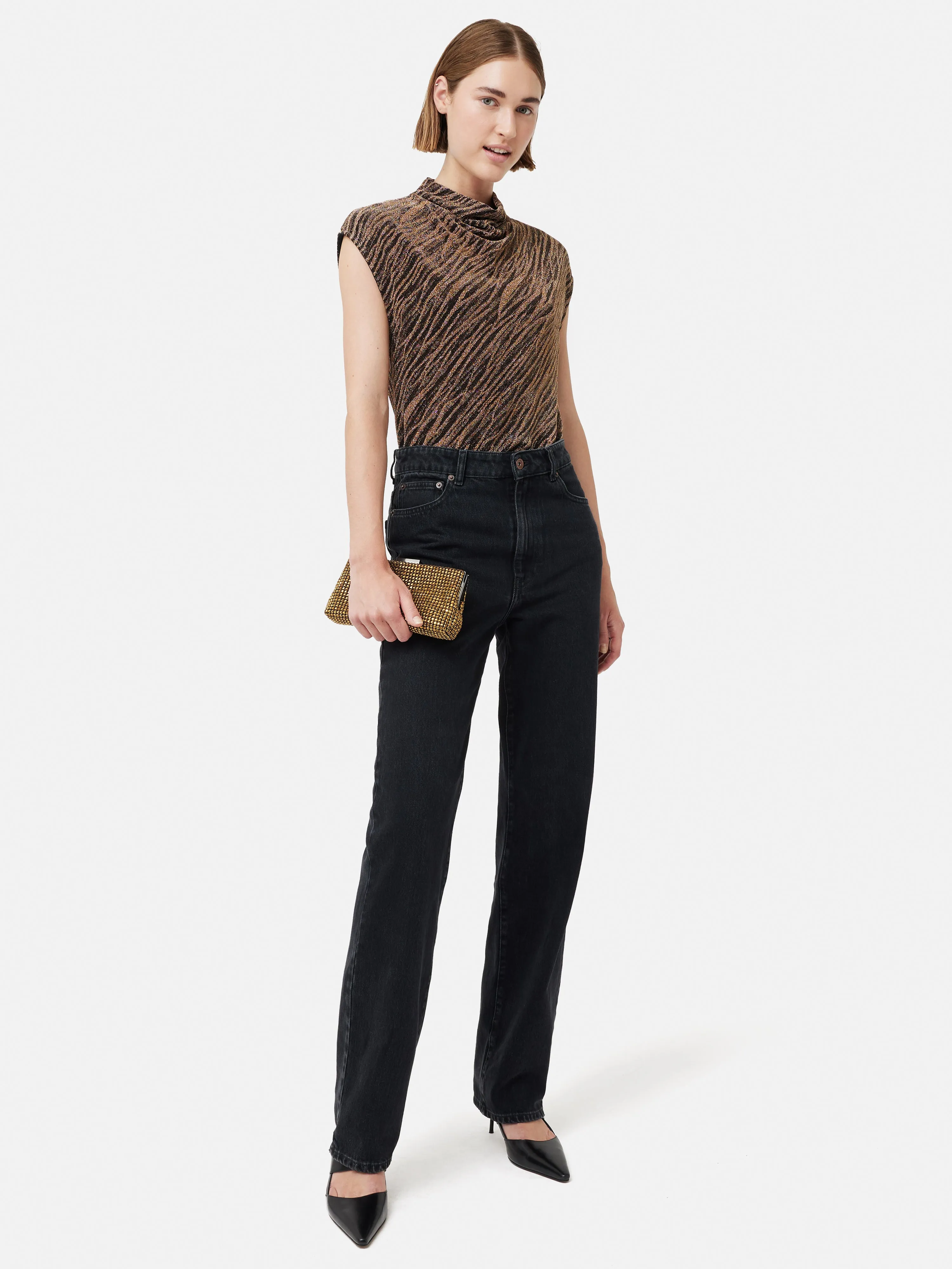 Sparkle Jersey Cowl Top | Gold sold by Jigsaw product image thumbnail 2