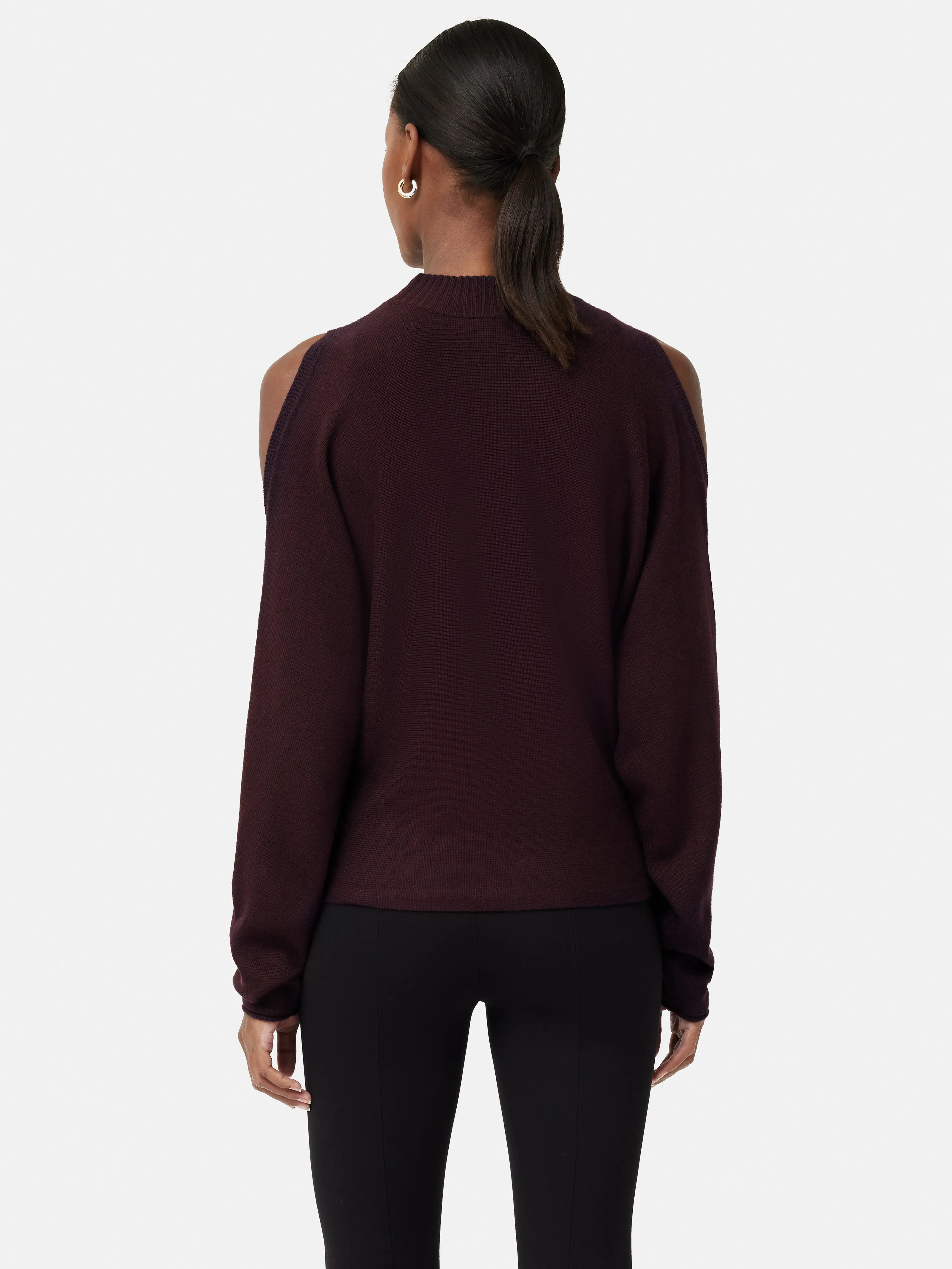 Merino Slit Shoulder Jumper | Burgundy sold by Jigsaw product image thumbnail 5