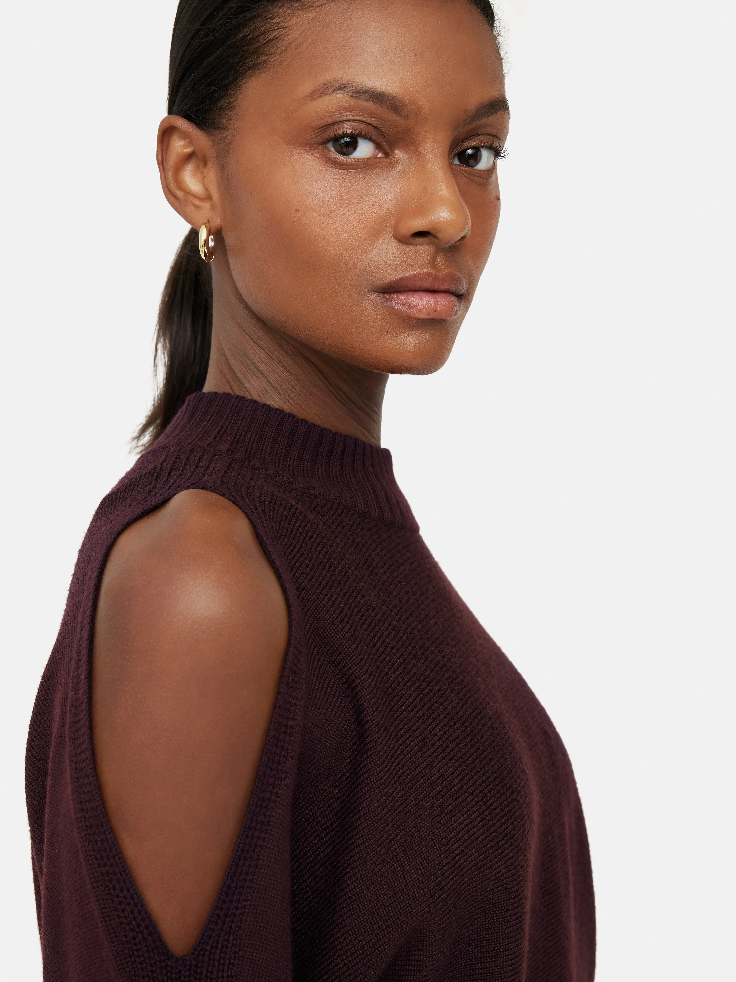 Merino Slit Shoulder Jumper | Burgundy sold by Jigsaw product image thumbnail 3
