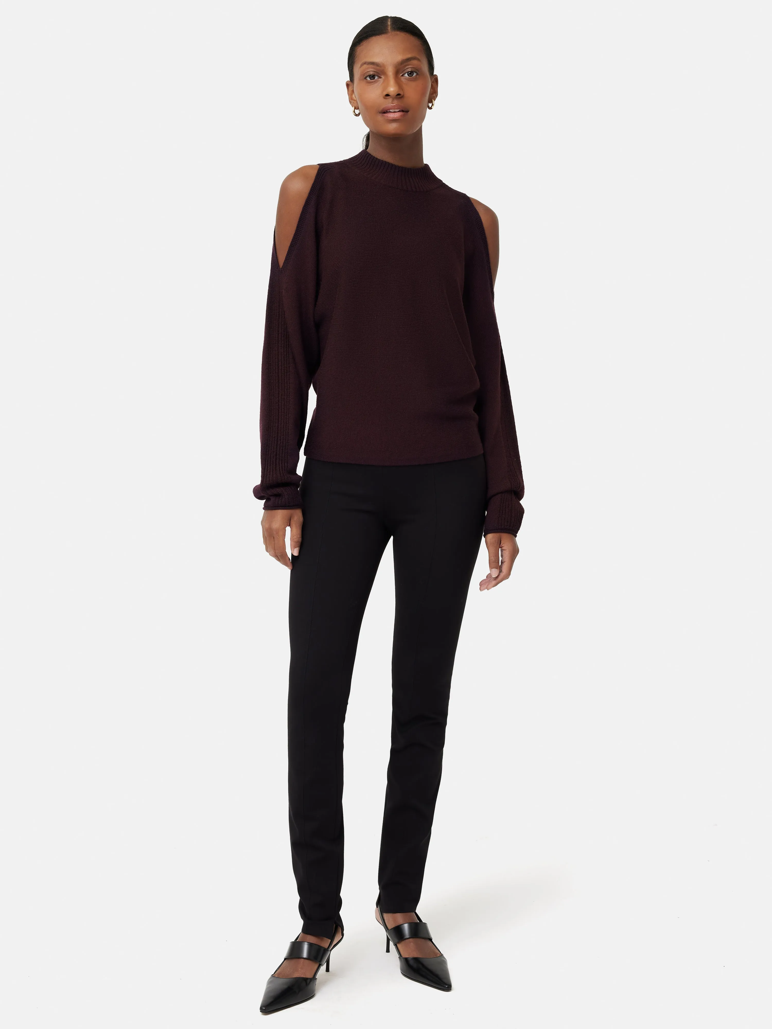 Merino Slit Shoulder Jumper | Burgundy sold by Jigsaw product image thumbnail 2