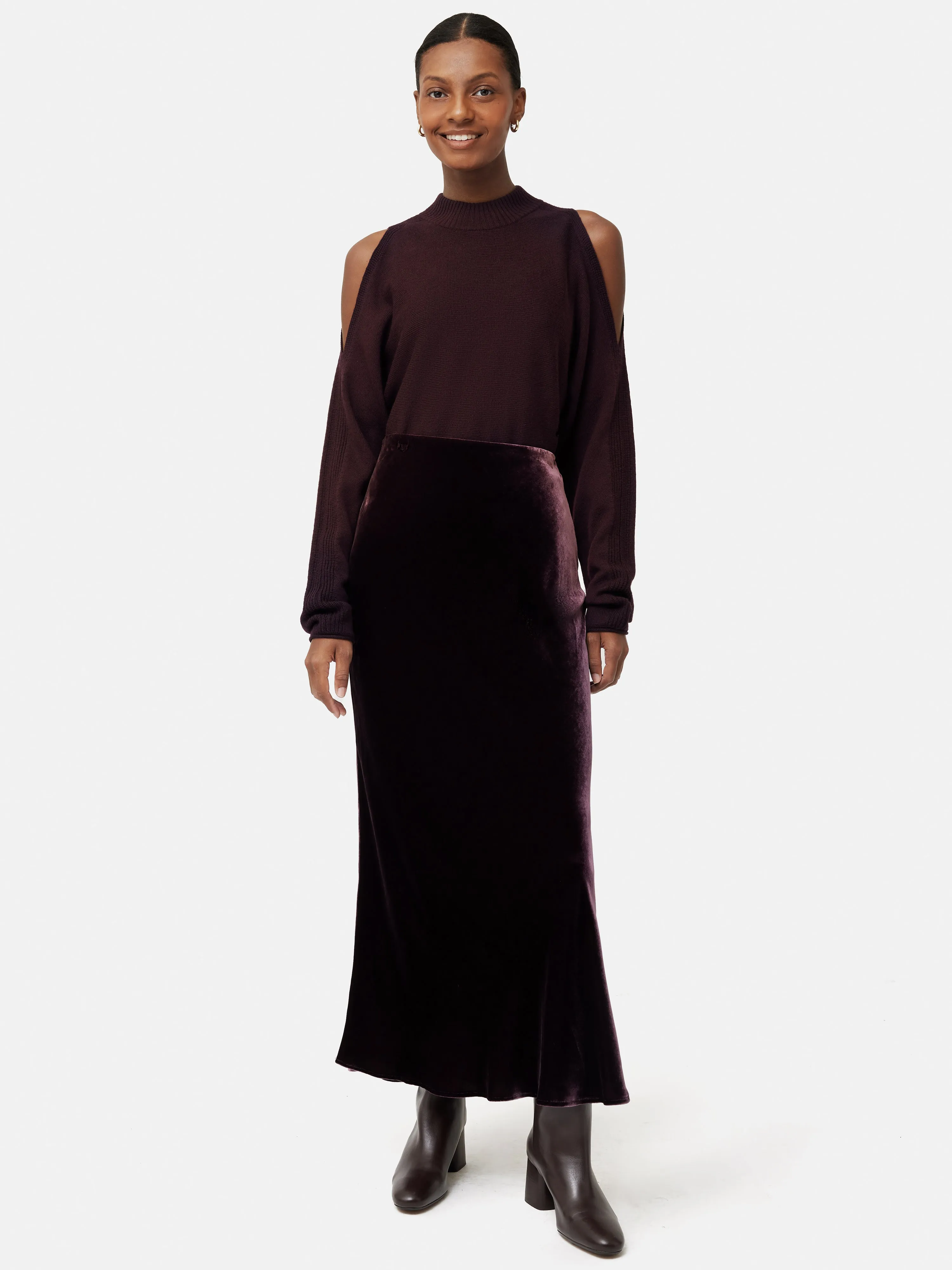Merino Slit Shoulder Jumper | Burgundy sold by Jigsaw product image thumbnail 4