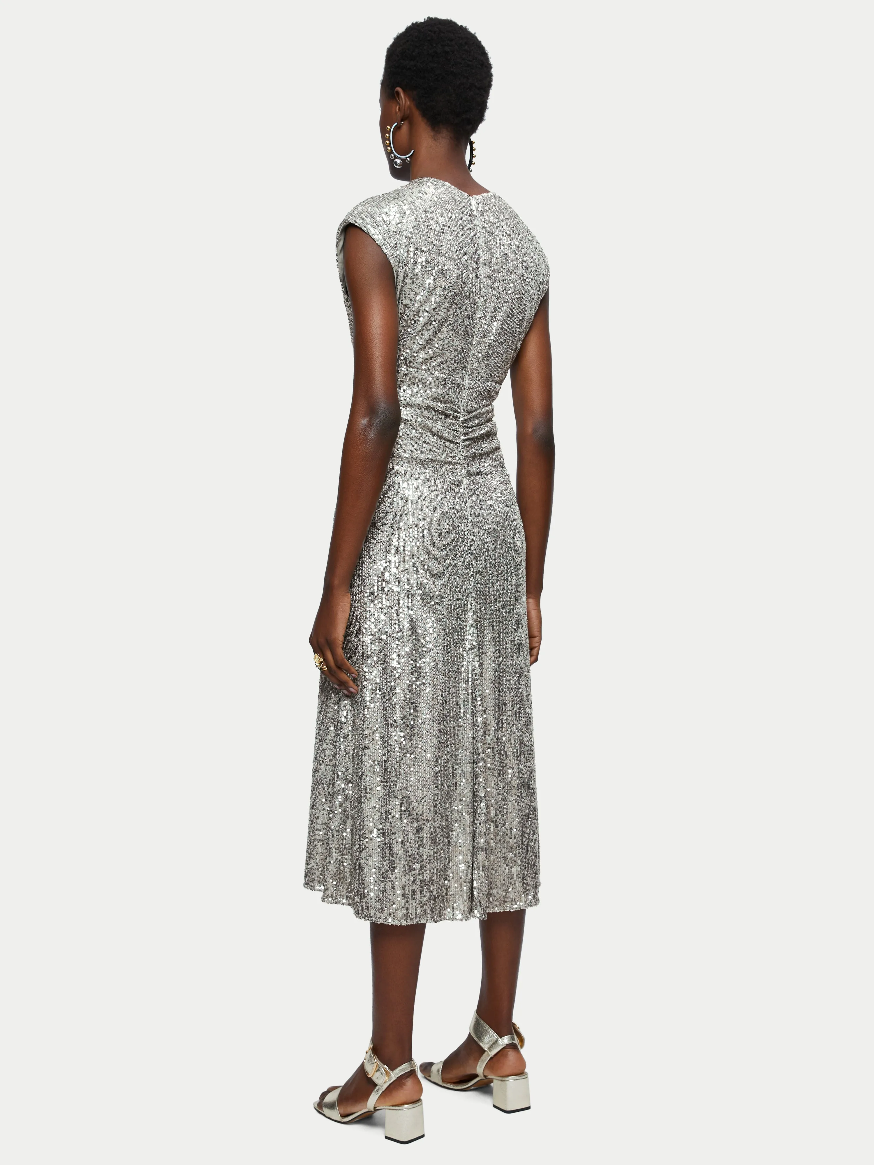 Sequin Ruched Midi Dress | Pewter sold by Jigsaw product image thumbnail 4