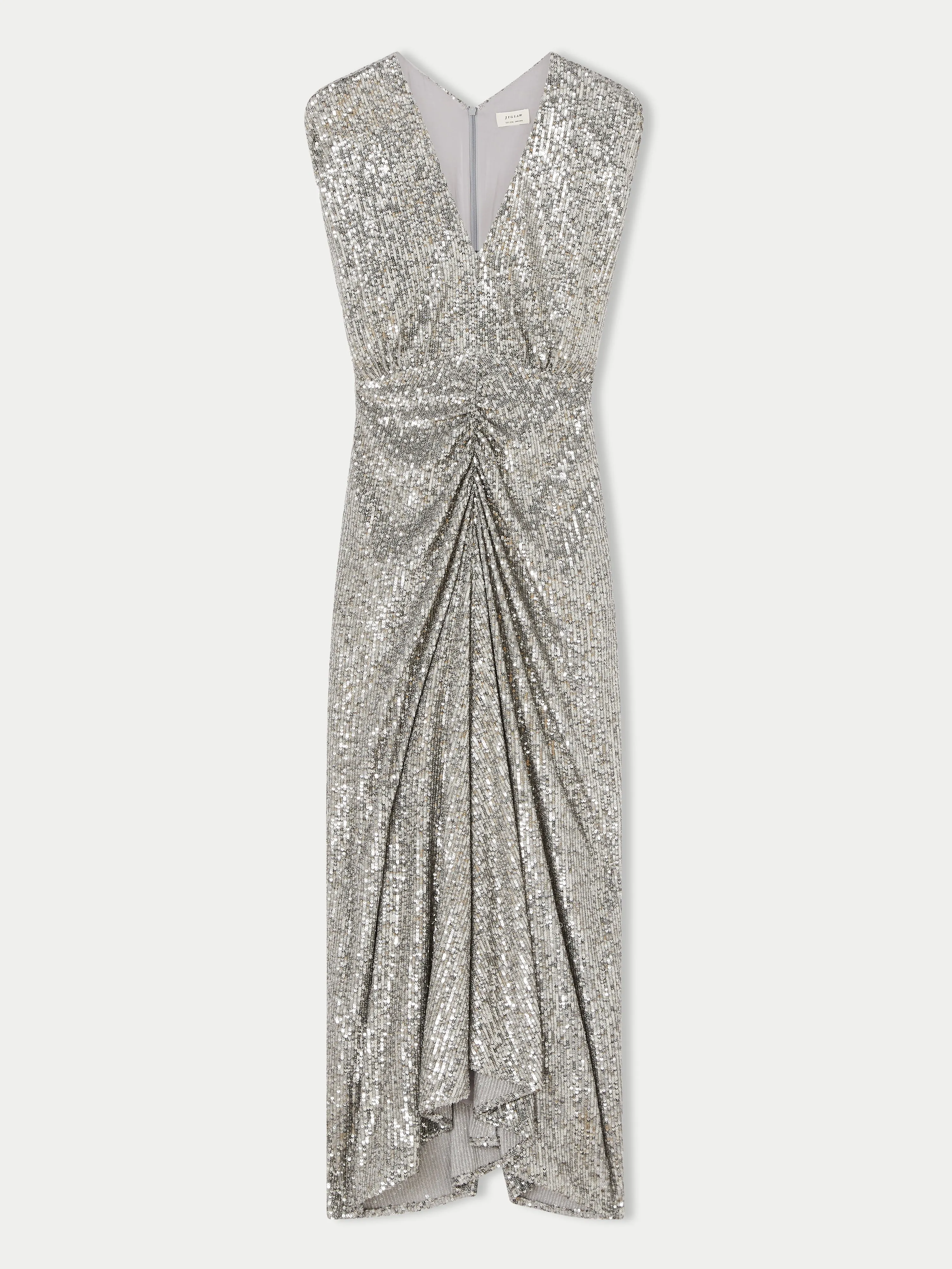 Sequin Ruched Midi Dress | Pewter sold by Jigsaw product image thumbnail 5