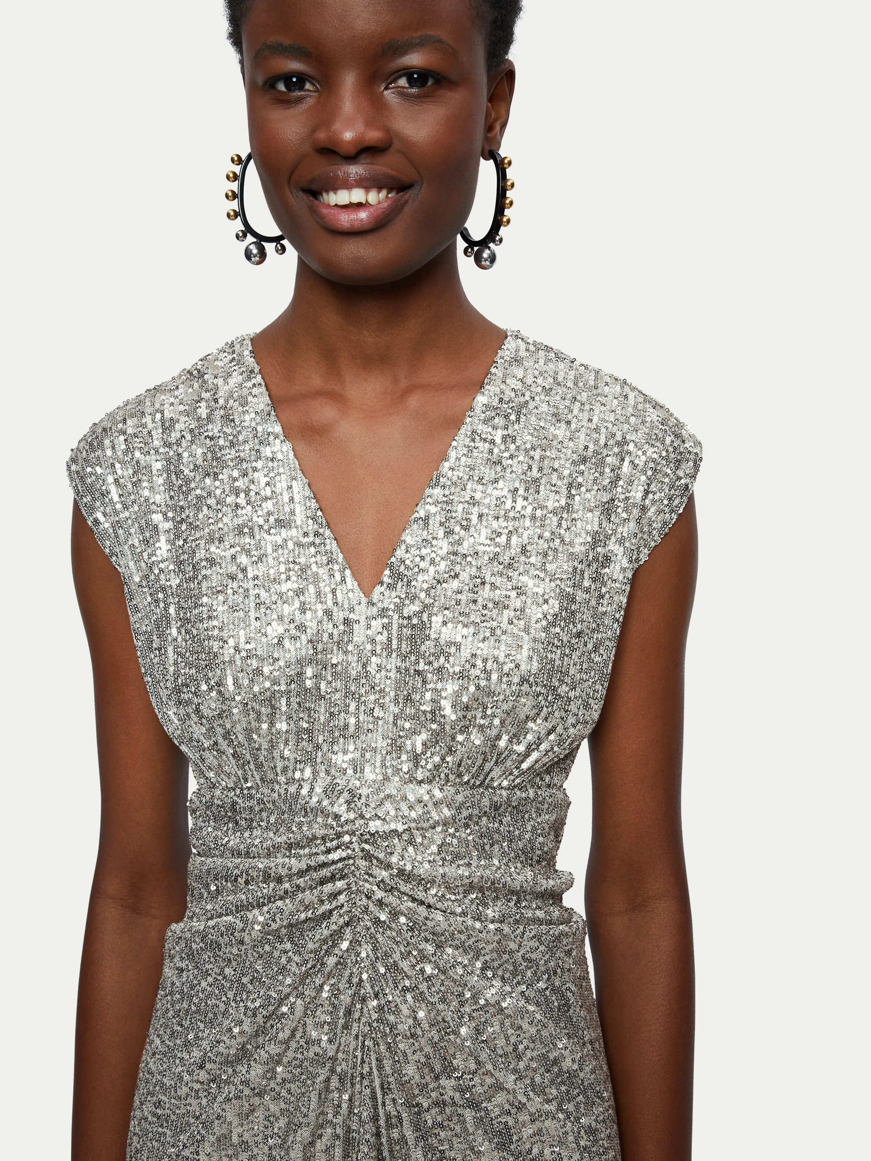 Sequin Ruched Midi Dress | Pewter sold by Jigsaw product image thumbnail 2