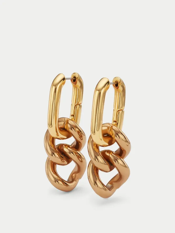 Oversized Chain Drop Earring | Antique Gold sold by Jigsaw