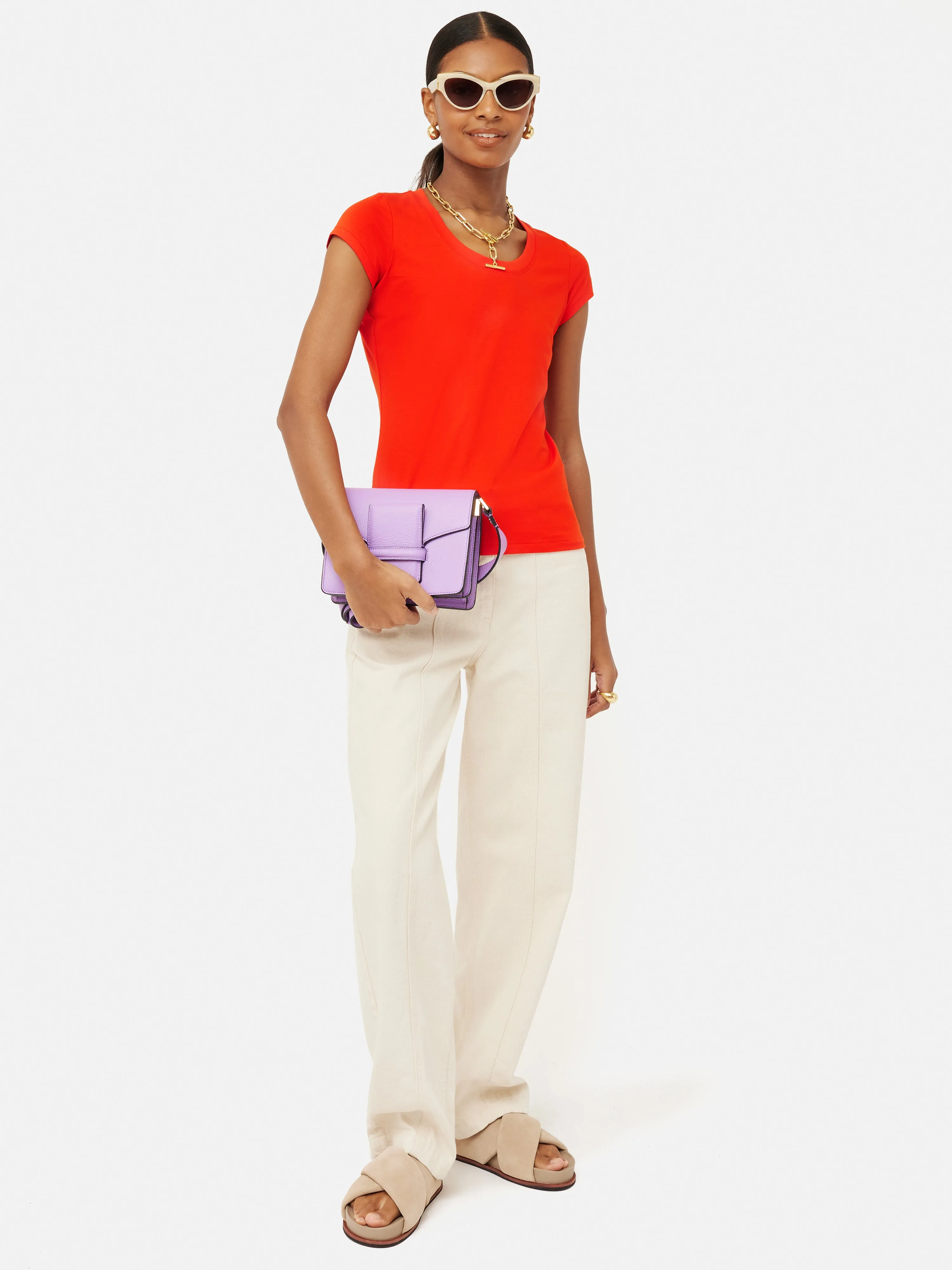 Supima Cotton Short Sleeve Tee | Molten Orange sold by Jigsaw product image thumbnail 3