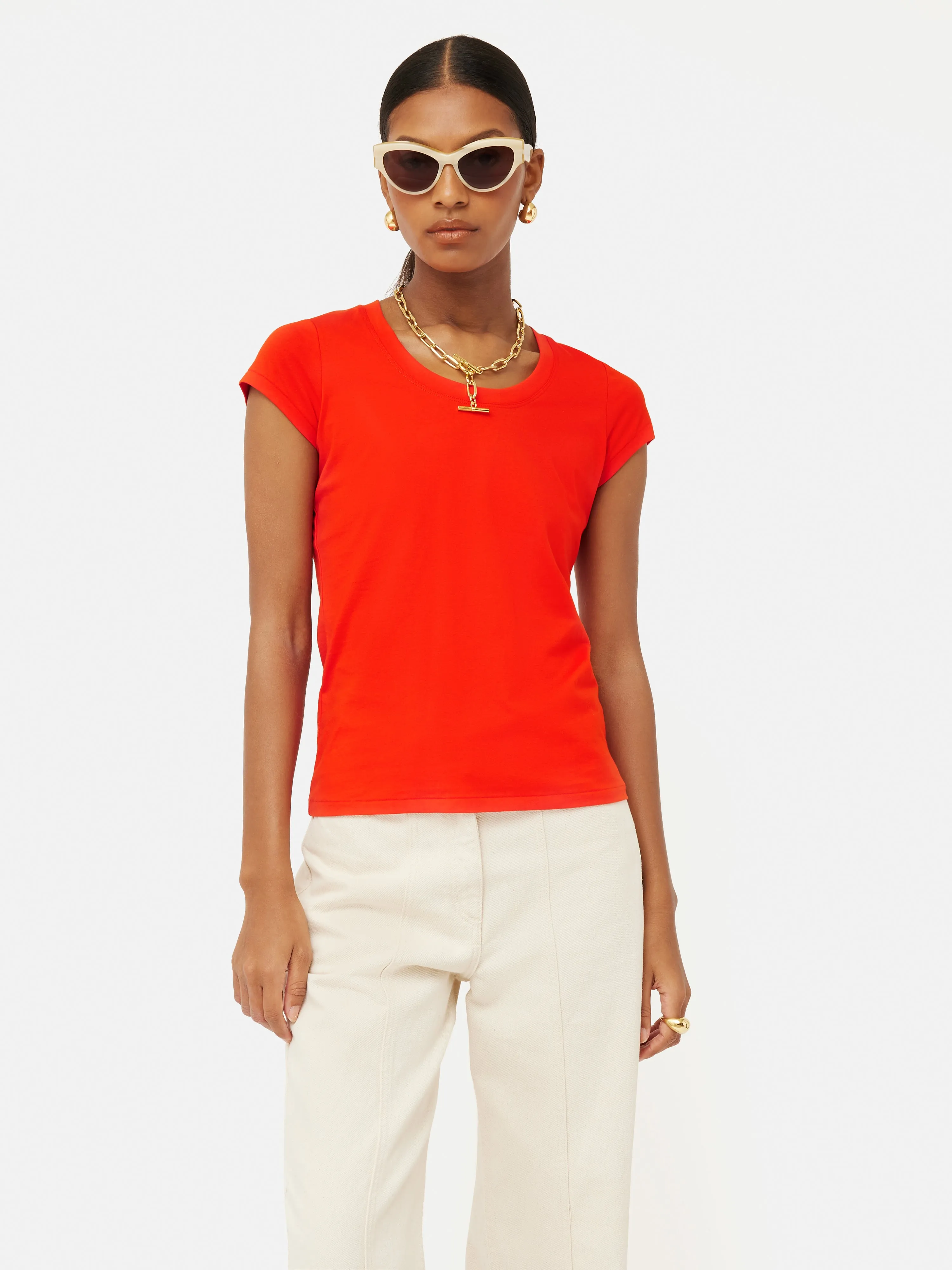 Supima Cotton Short Sleeve Tee | Molten Orange sold by Jigsaw product image thumbnail 4