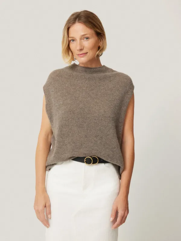 Cloud Cashmere Cap Sleeve Top | Taupe sold by Jigsaw