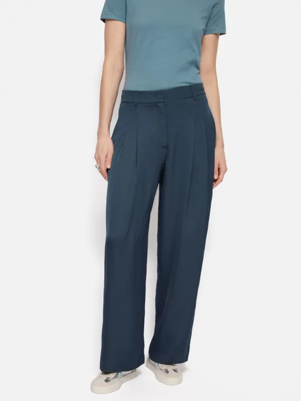 Satin Pleat Trouser | Blue sold by Jigsaw