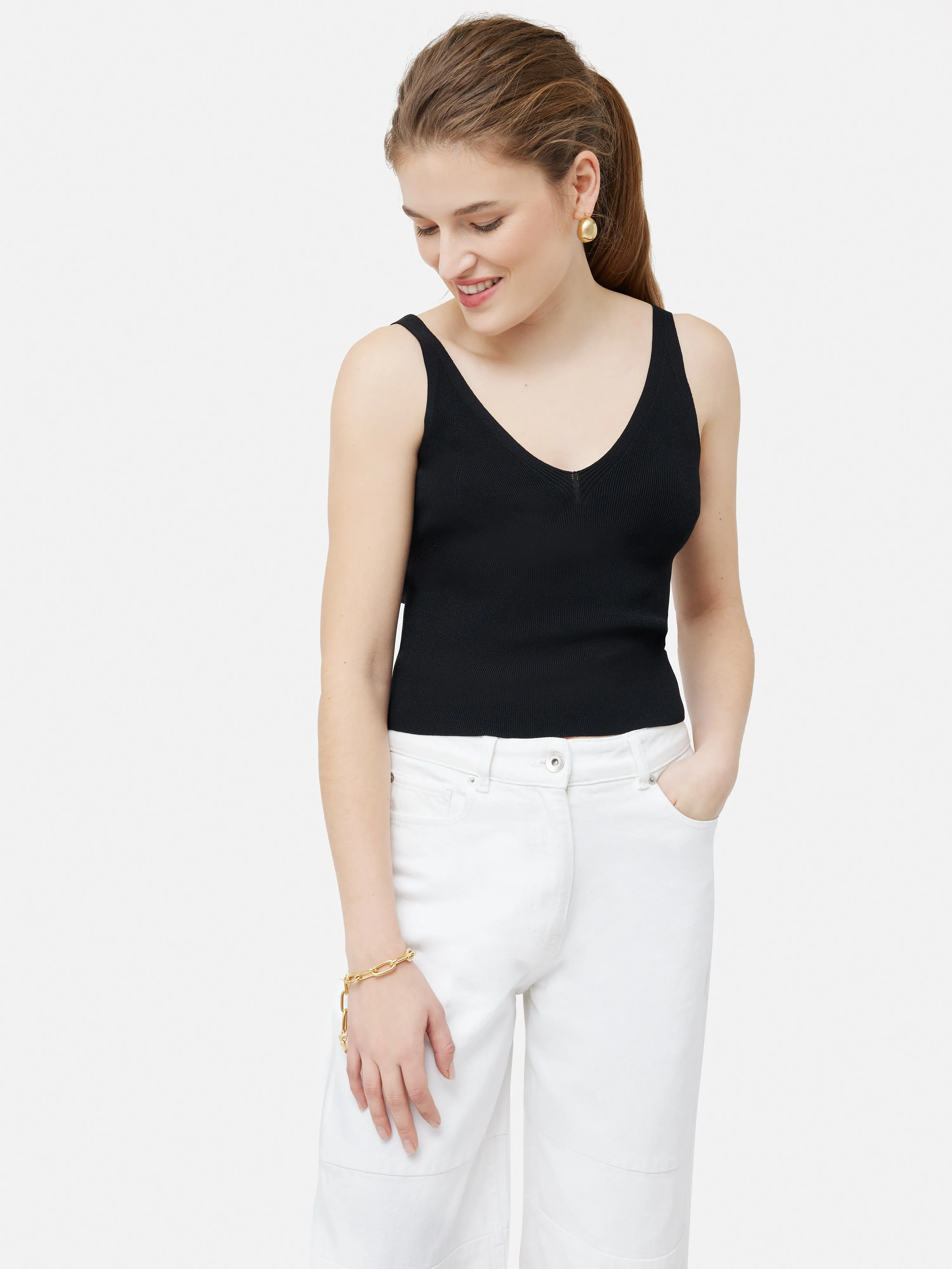 Ribbed Knit Tank Top | Black sold by Jigsaw