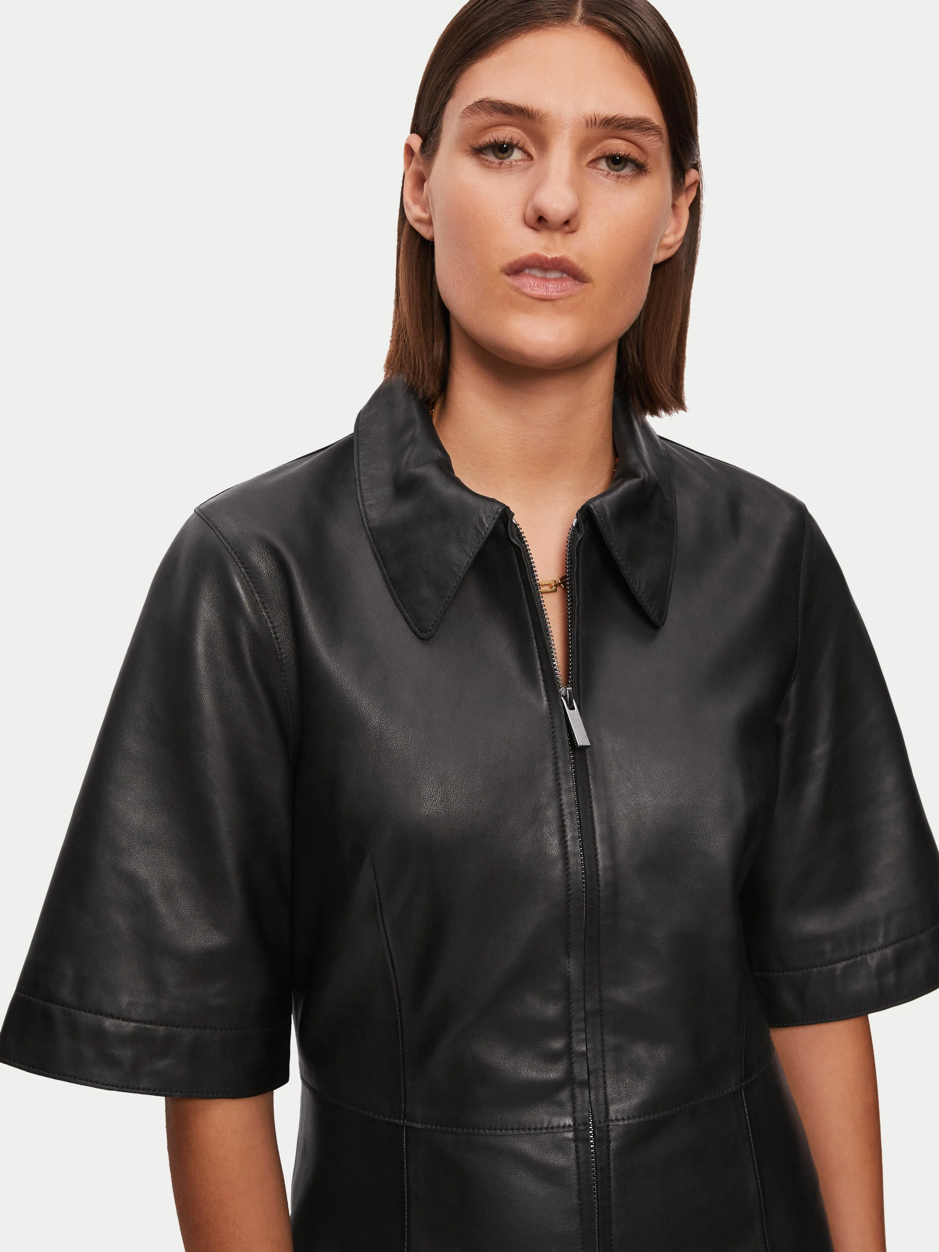 Leather Mini Dress | Black sold by Jigsaw product image thumbnail 4