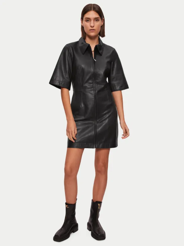 Leather Mini Dress | Black sold by Jigsaw