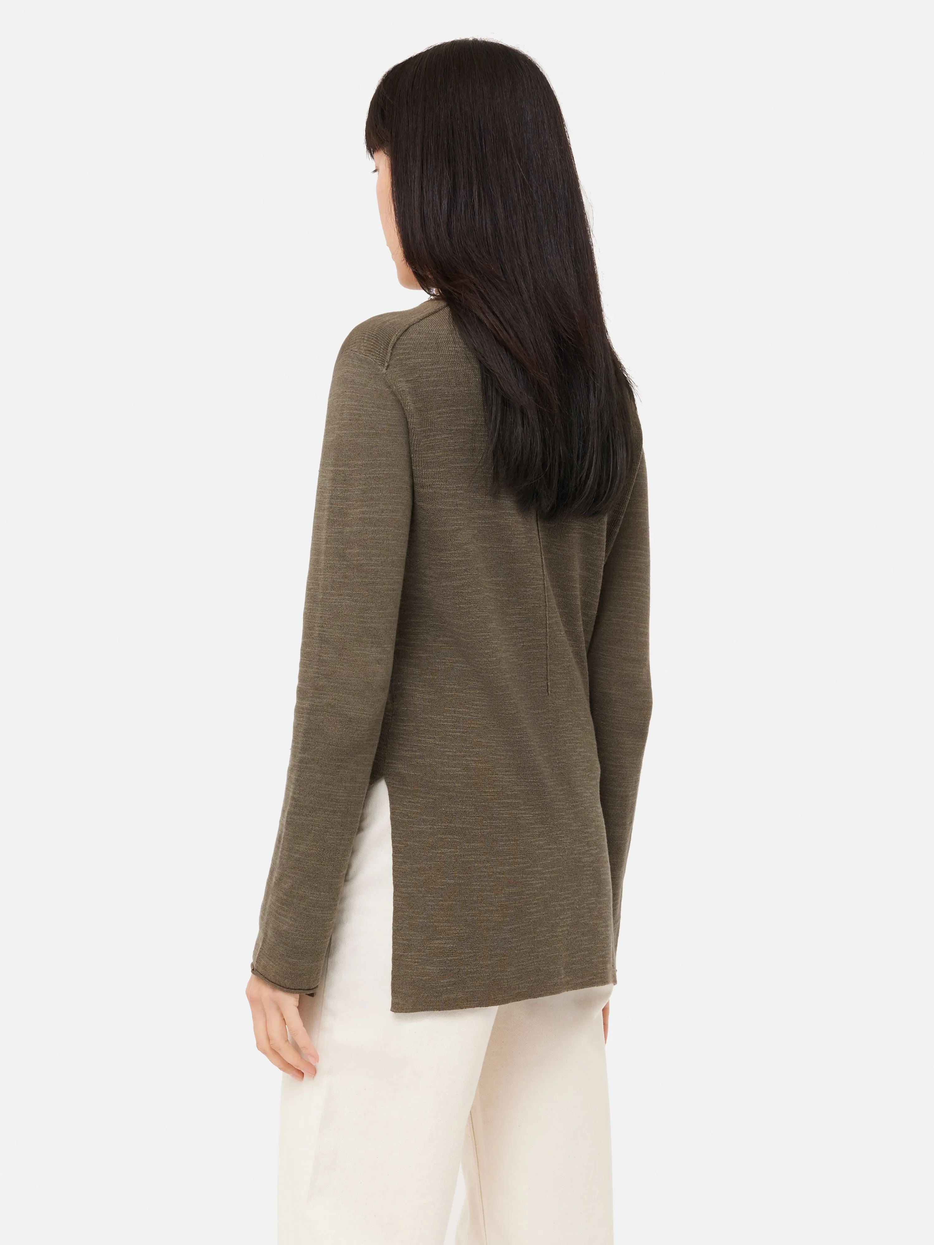 Linen Cotton Crew Neck Jumper | Khaki sold by Jigsaw product image thumbnail 5