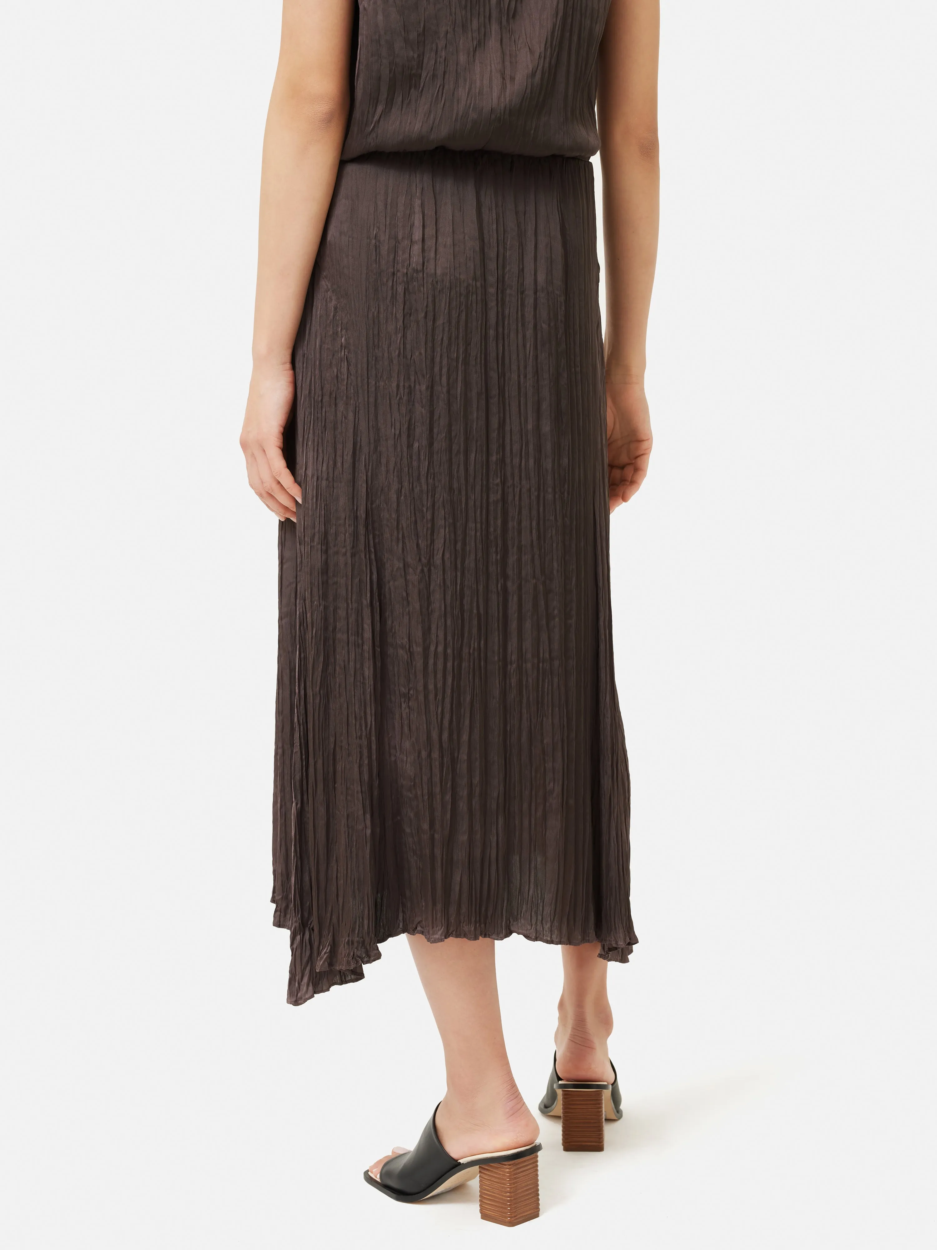 Satin Crinkle Midi Skirt | Brown sold by Jigsaw product image thumbnail 5