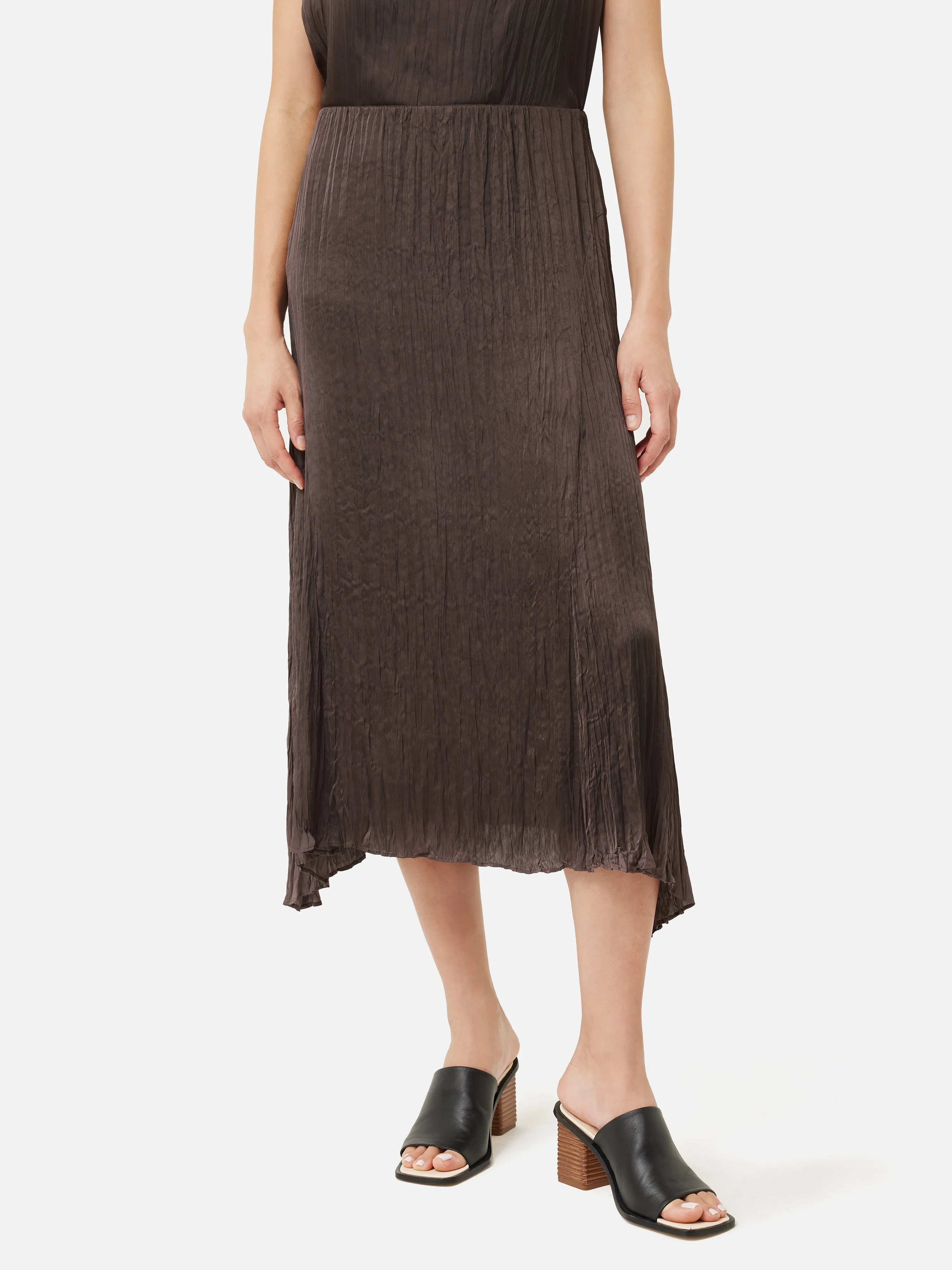 Satin Crinkle Midi Skirt | Brown sold by Jigsaw product image thumbnail 2