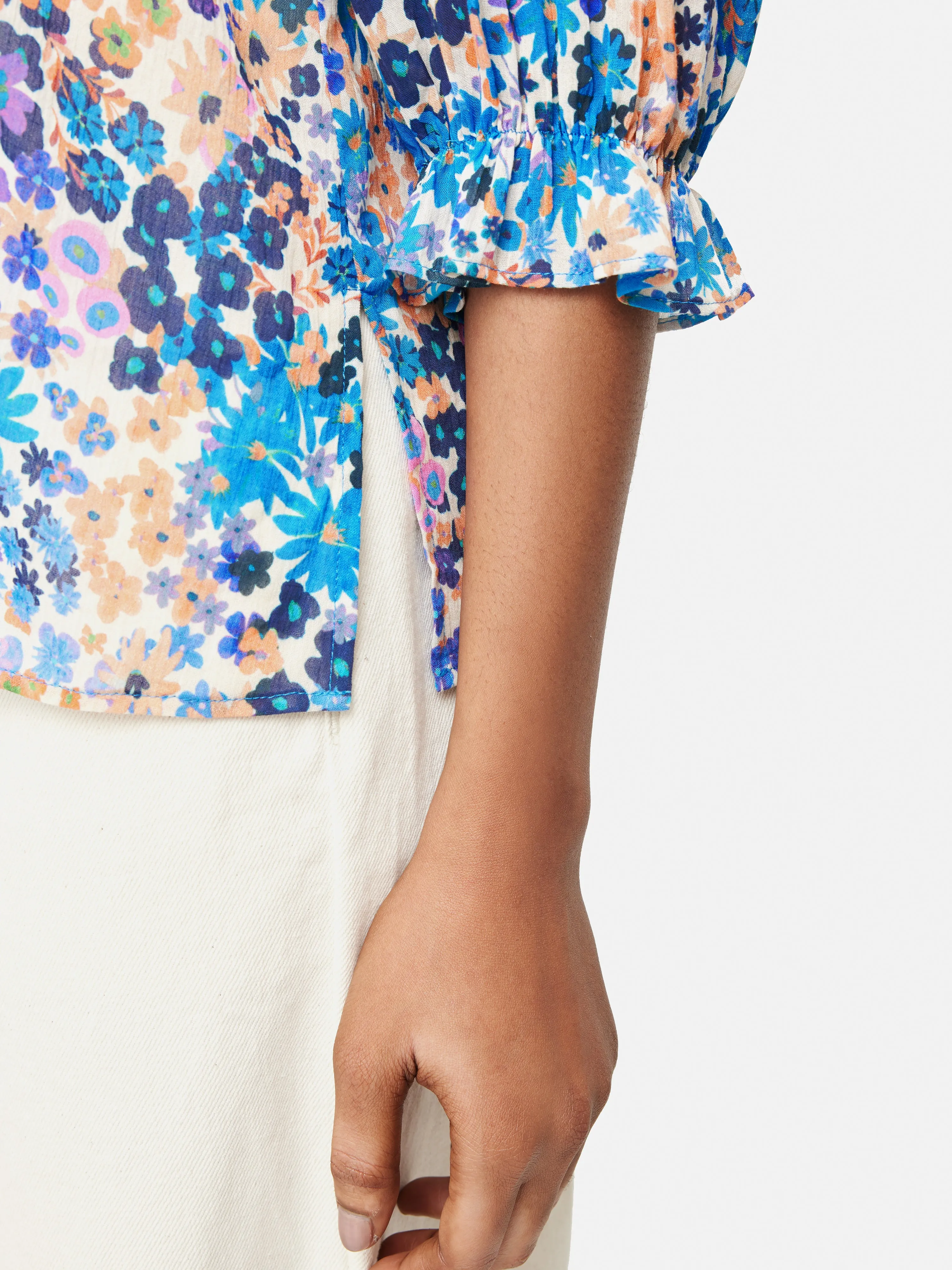 Rave Floral Cotton Crinkle Top | Blue sold by Jigsaw product image thumbnail 5