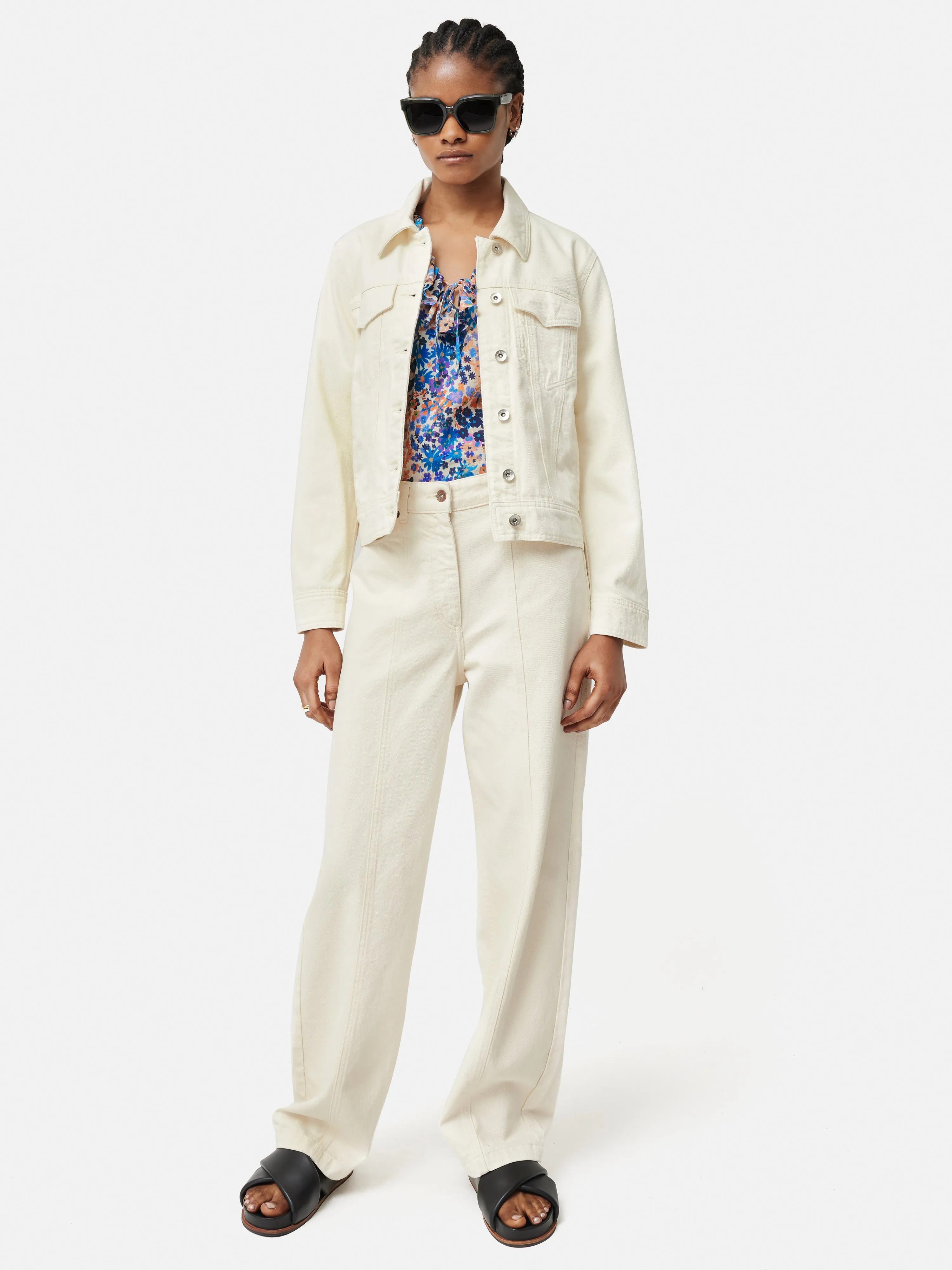 Rave Floral Cotton Crinkle Top | Blue sold by Jigsaw product image thumbnail 4