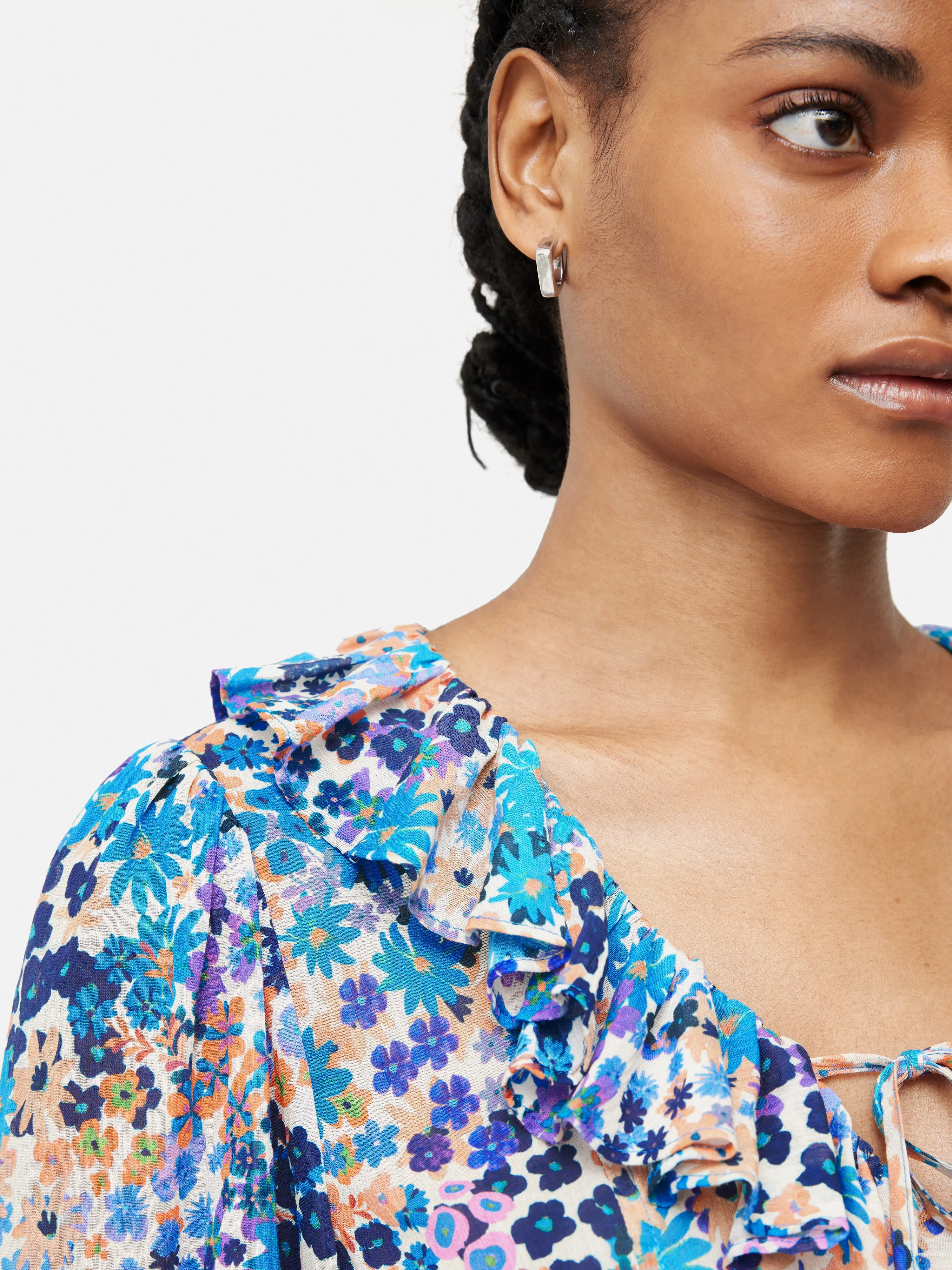 Rave Floral Cotton Crinkle Top | Blue sold by Jigsaw product image thumbnail 2