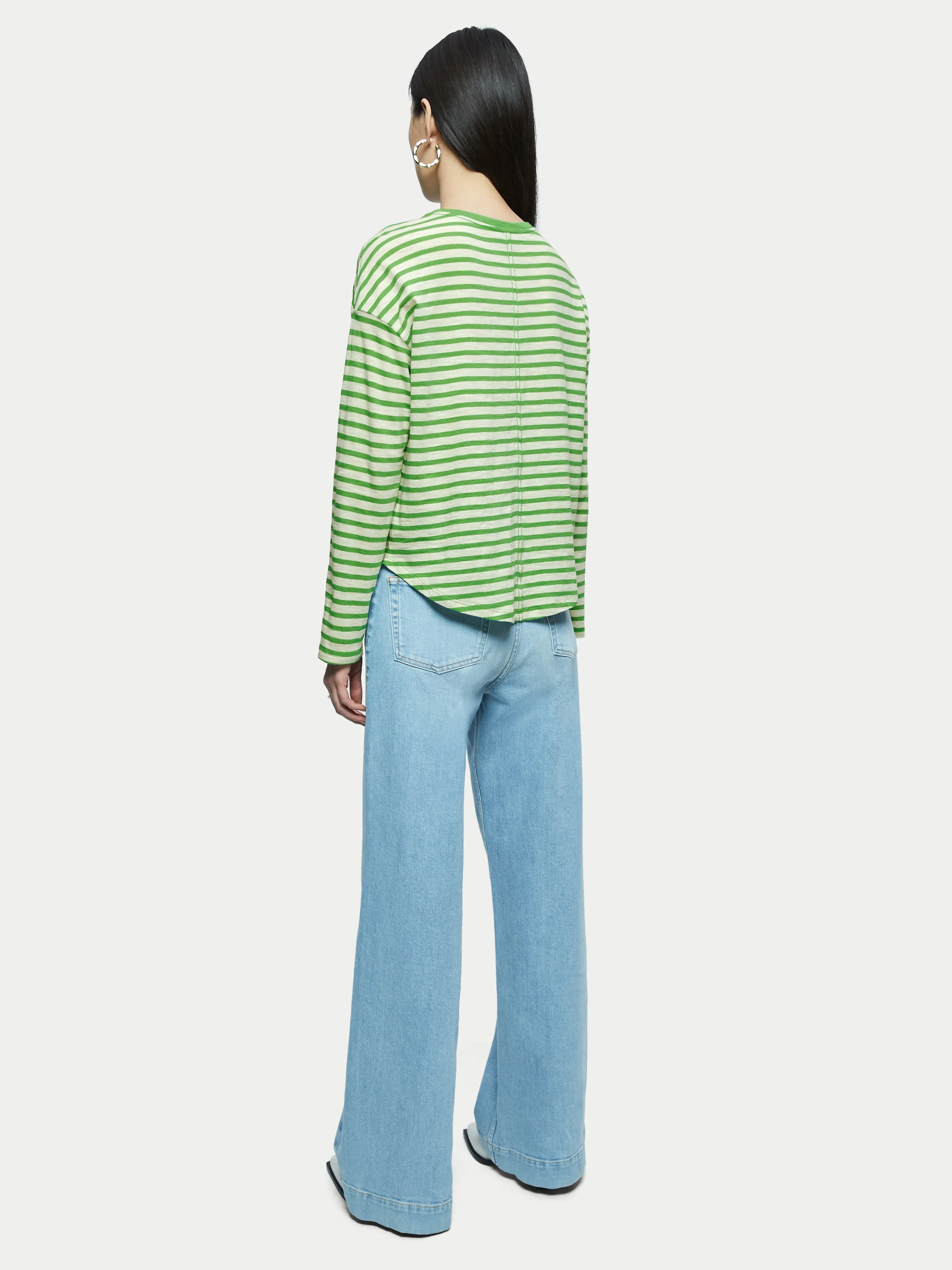 Cotton Slub Striped Long Sleeve Tee | Green sold by Jigsaw product image thumbnail 4