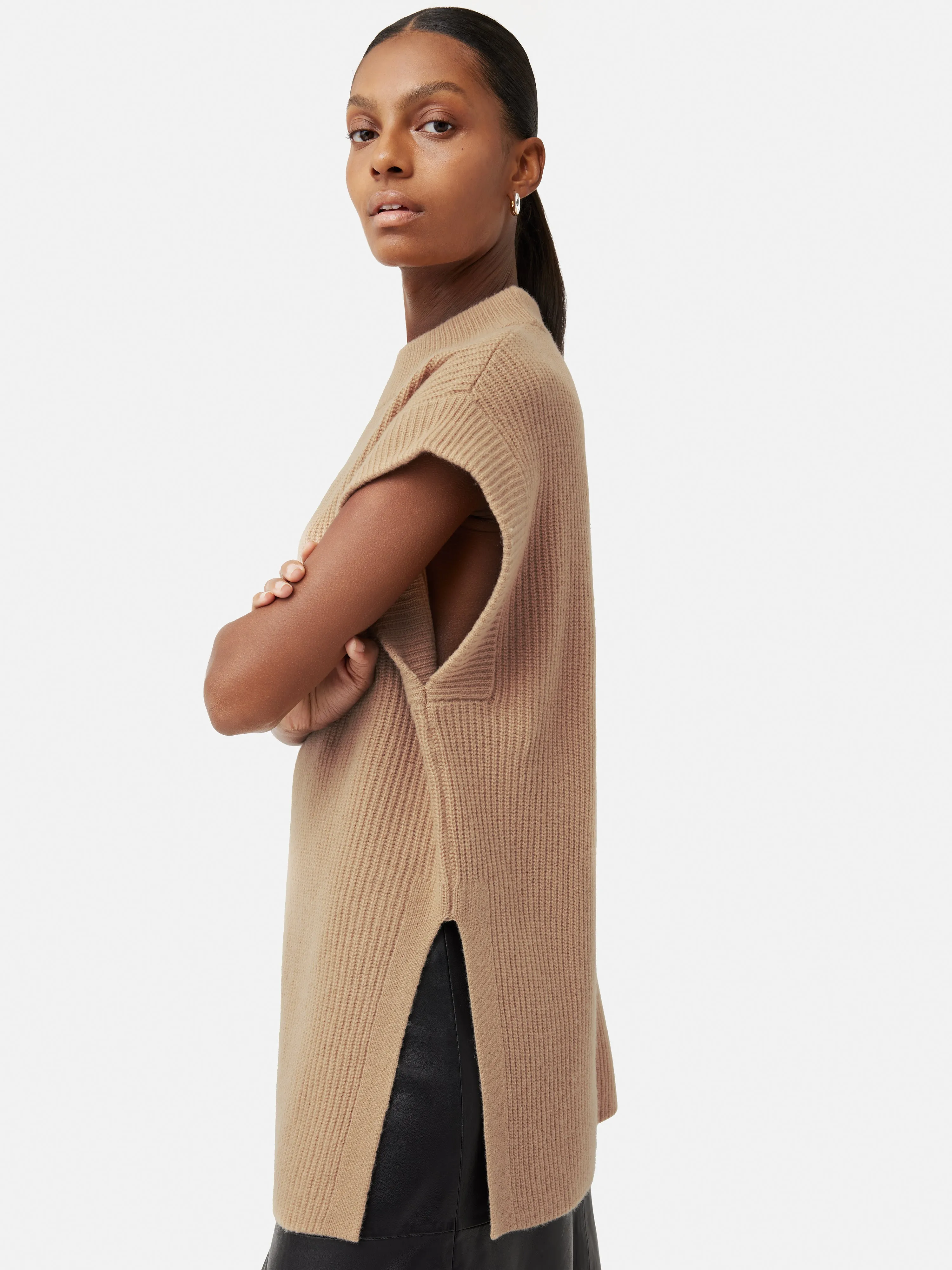 Merino Cashmere Ribbed Tunic | Camel sold by Jigsaw product image thumbnail 4