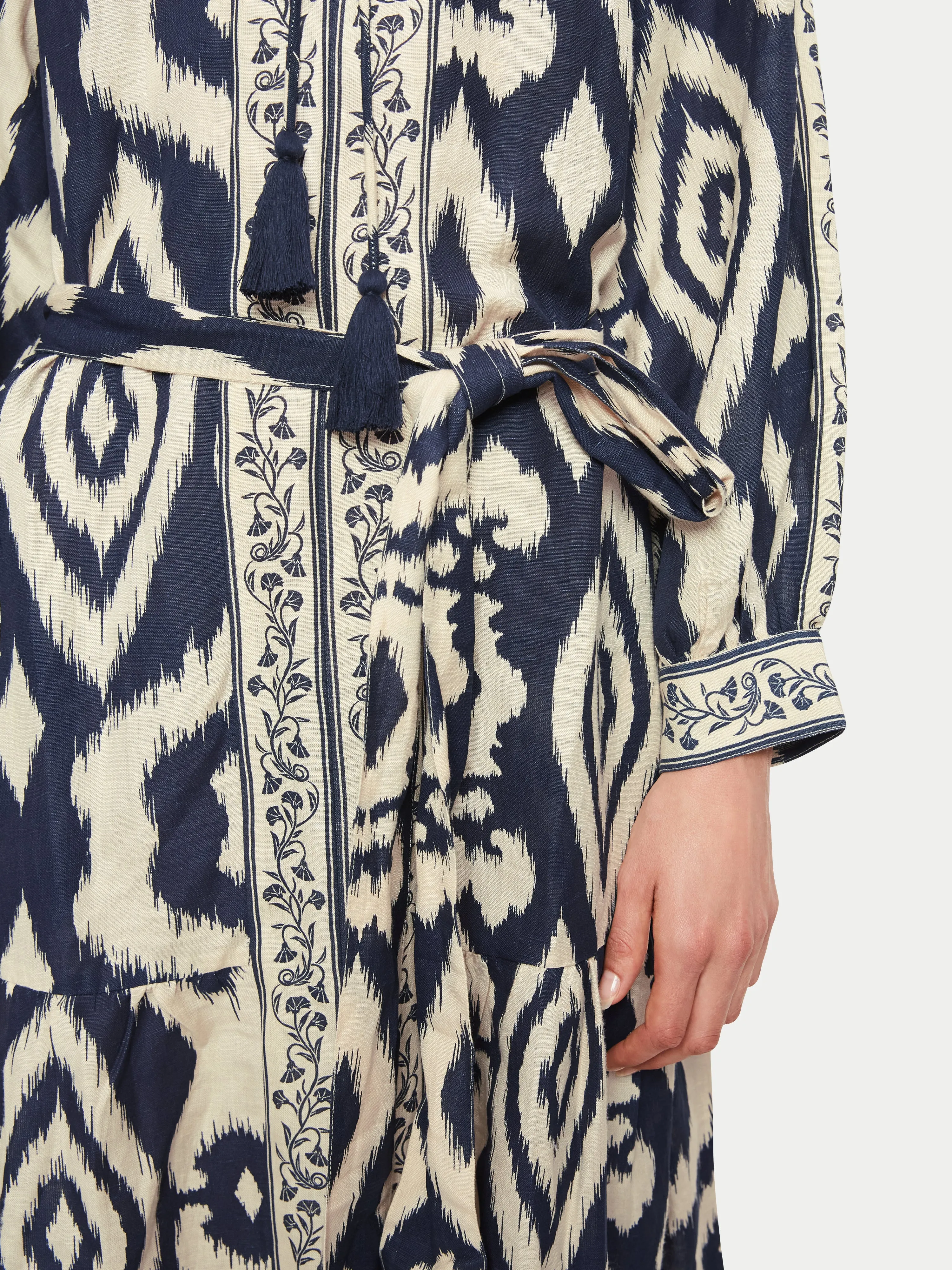 Linen Blend Ikat Dress | Navy sold by Jigsaw product image thumbnail 4