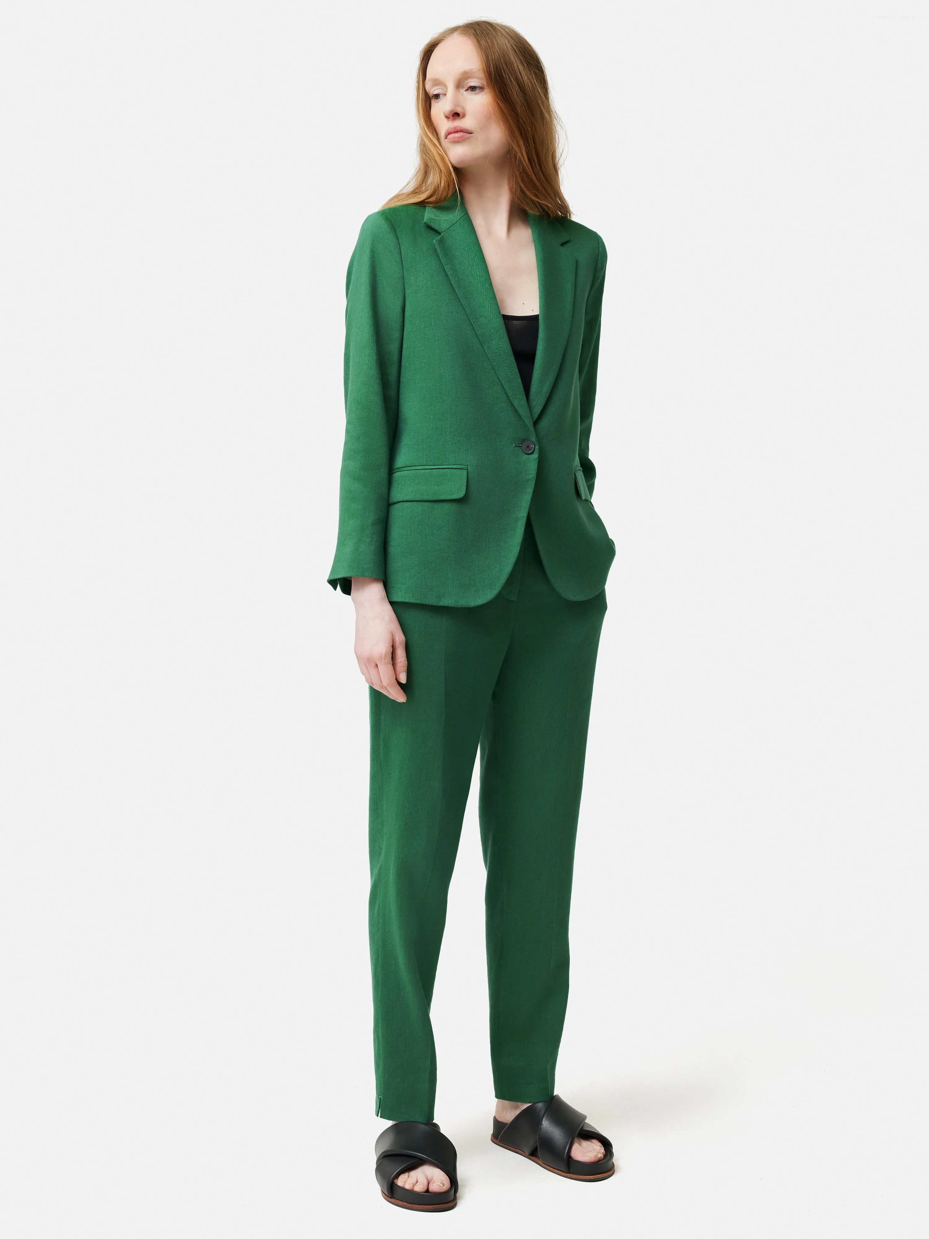 Portofino Linen Brook Blazer | Green sold by Jigsaw product image thumbnail 2