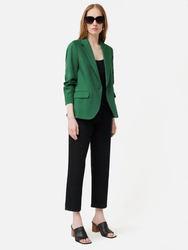 Portofino Linen Brook Blazer | Green sold by Jigsaw