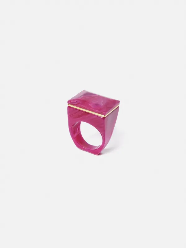 Square Resin Ring | Pink sold by Jigsaw