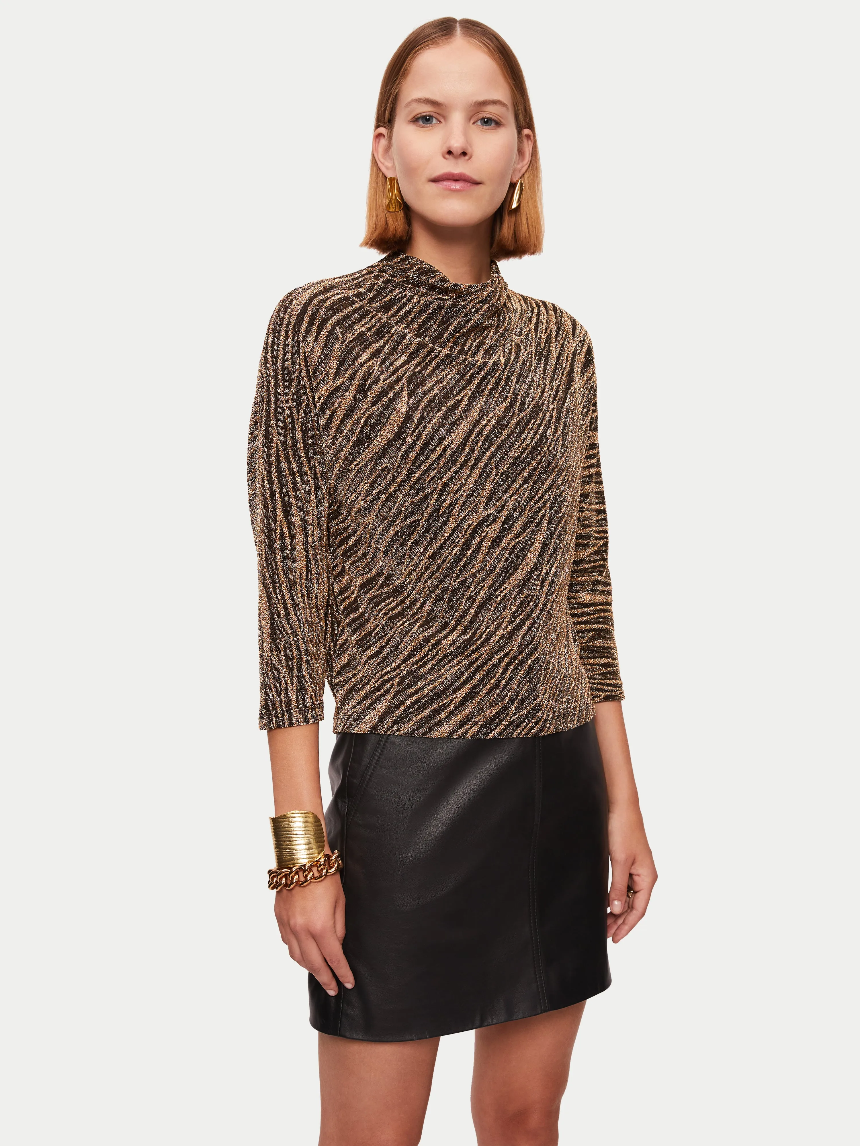 Sparkle Draped Neck Top | Gold sold by Jigsaw