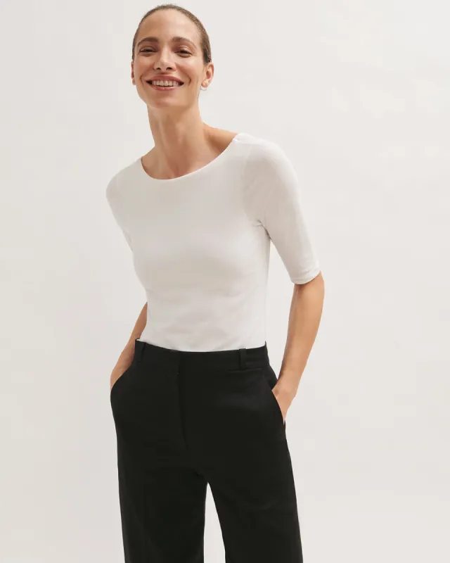 Double Front 3/4 Sleeve Ballet Back | White sold by Jigsaw