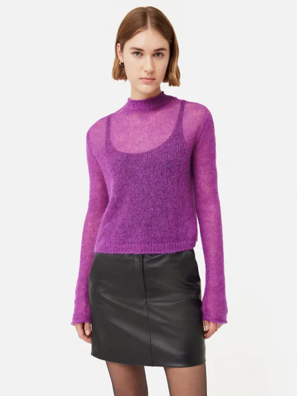 Mohair Blend Gauzy Knit Jumper | Pink sold by Jigsaw