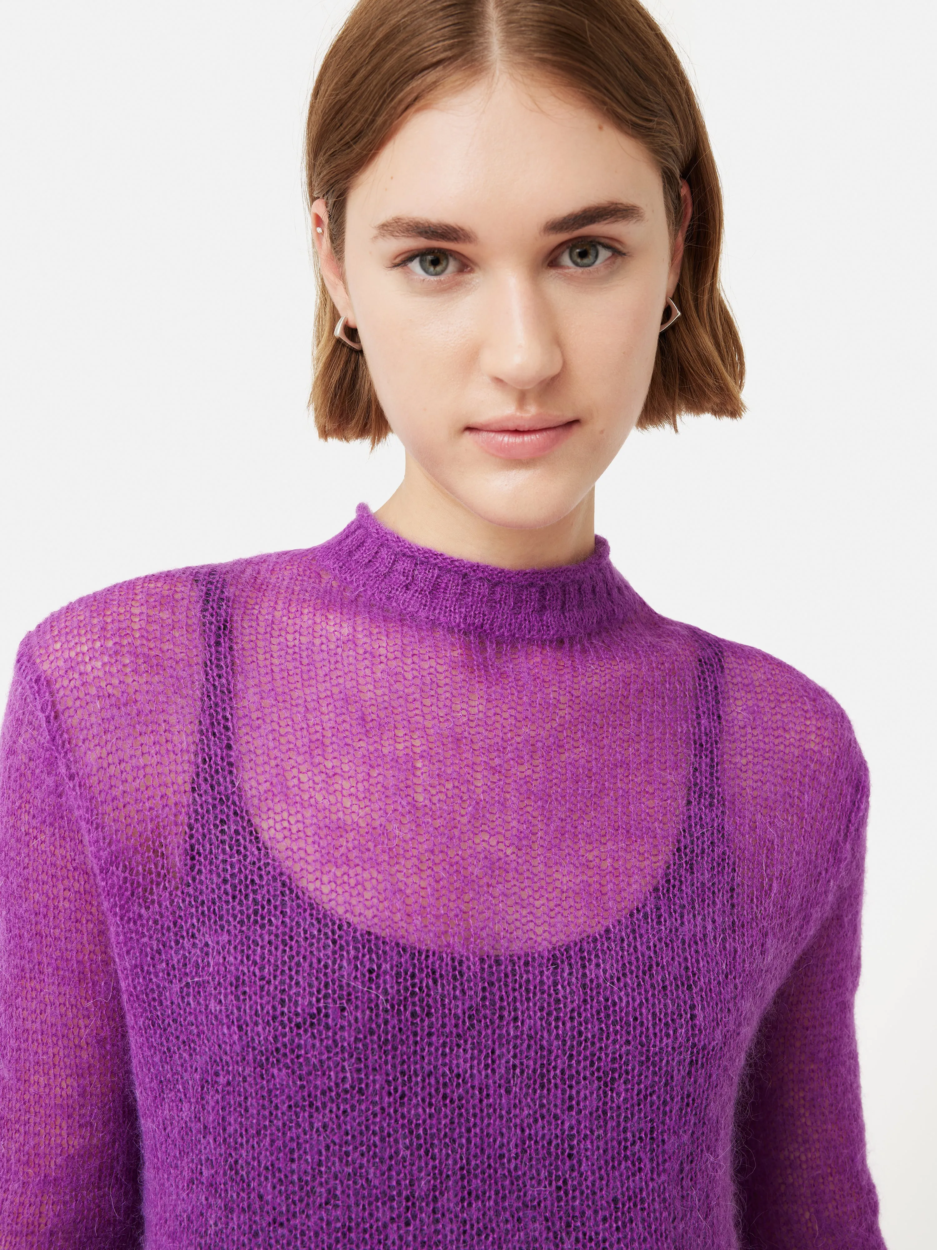 Mohair Blend Gauzy Knit Jumper | Pink sold by Jigsaw product image thumbnail 3