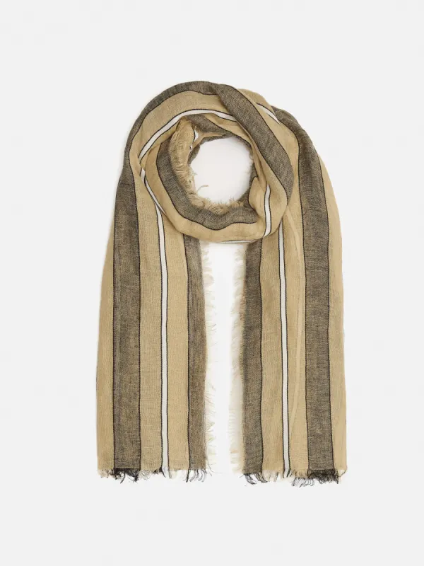 Linen Mix Stripe Woven Scarf | Natural sold by Jigsaw