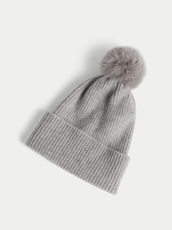 Moulinee Lambswool Pom Hat | Grey sold by Jigsaw