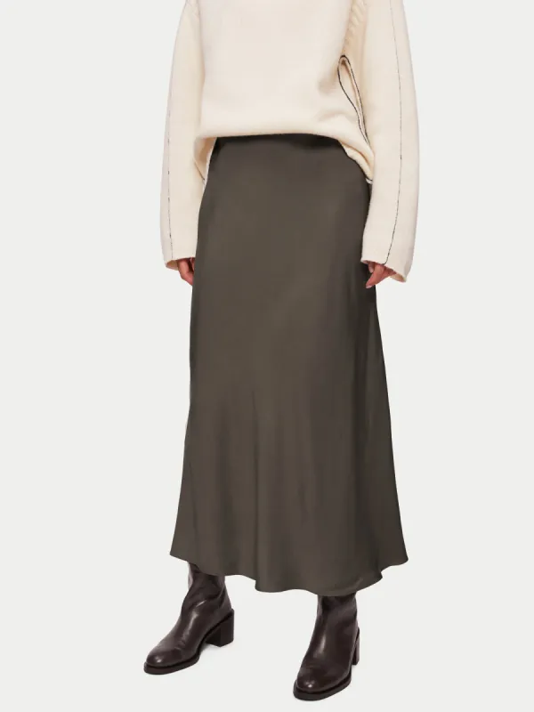 Bias Cut Maxi Skirt | Warm Smoke sold by Jigsaw