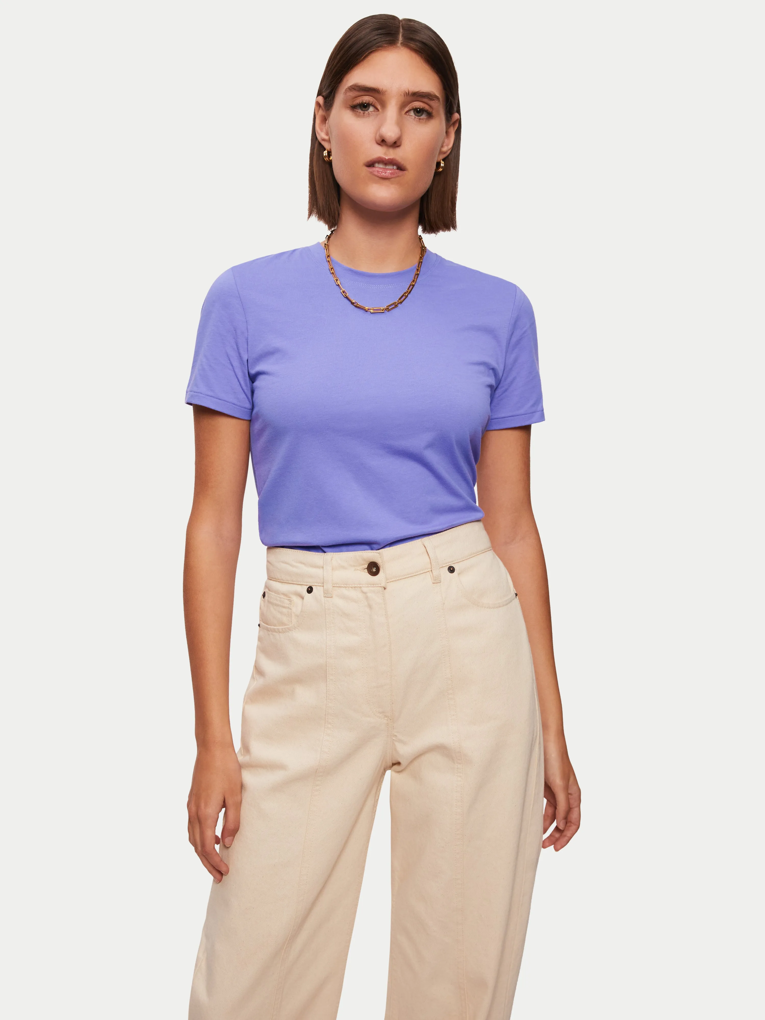 Supima Cotton Crew Neck Tee | Violet sold by Jigsaw