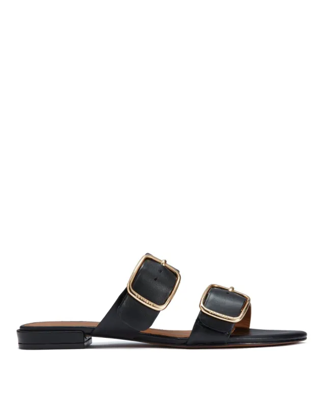 Ayton Leather Flat Sandal | Black sold by Jigsaw