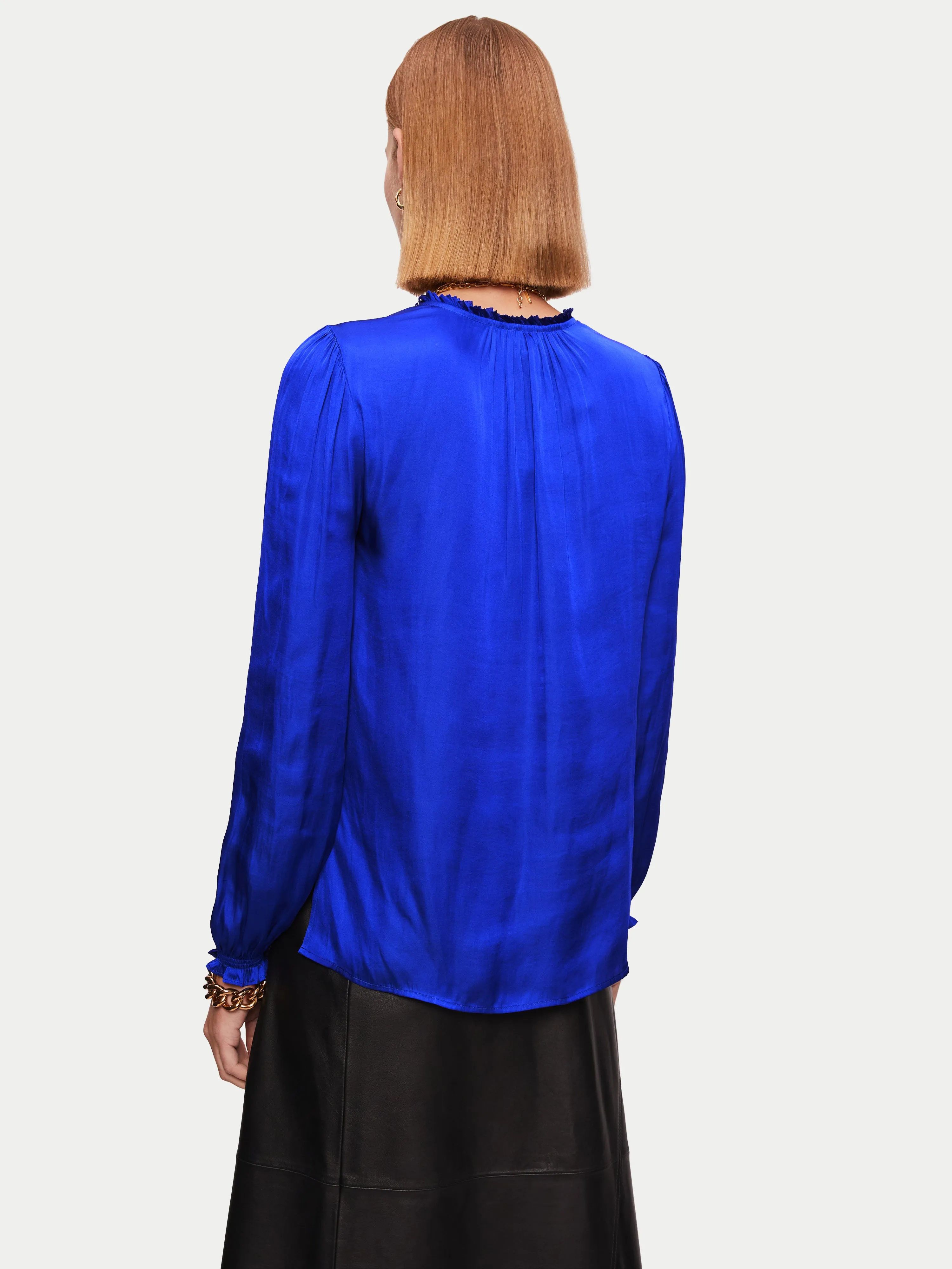 Recycled Satin V Neck Top | Blue sold by Jigsaw product image thumbnail 5