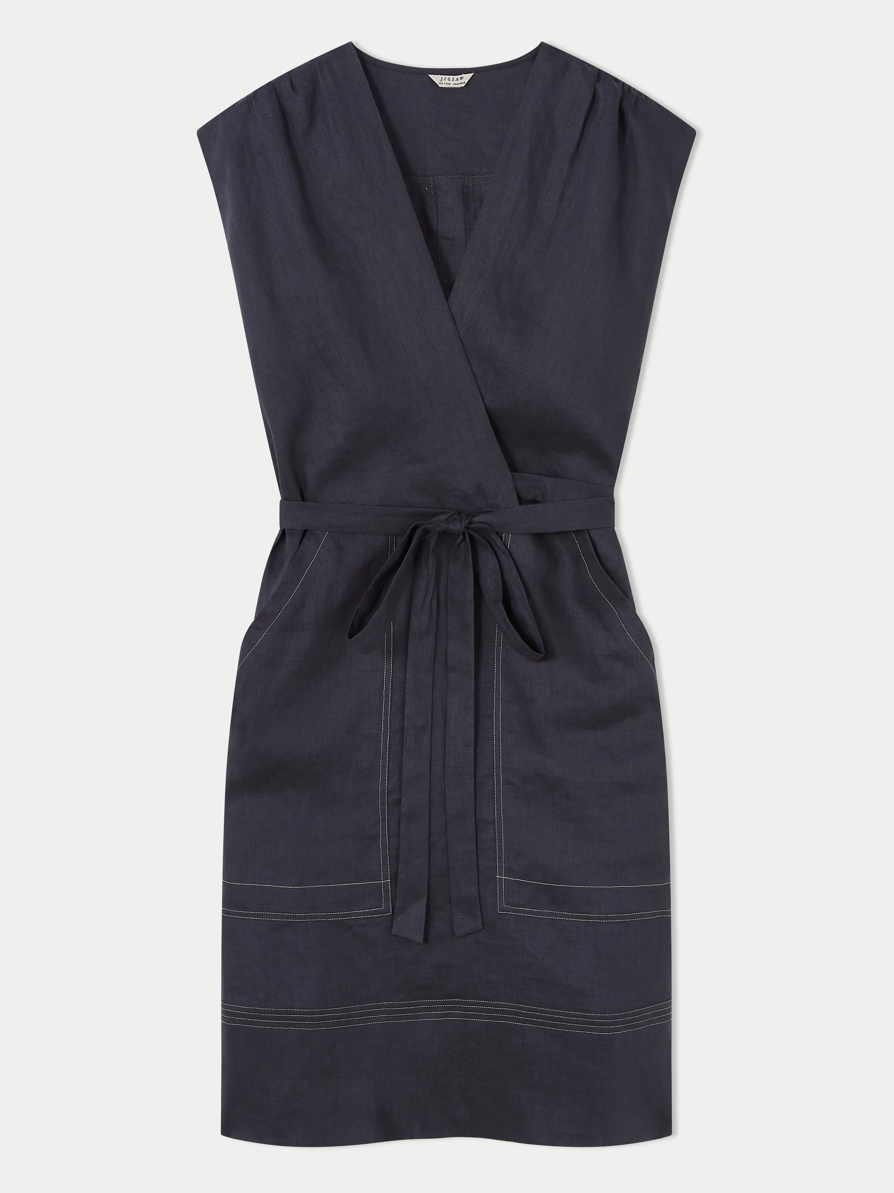 Linen Short Wrap Dress | Blue sold by Jigsaw product image thumbnail 5